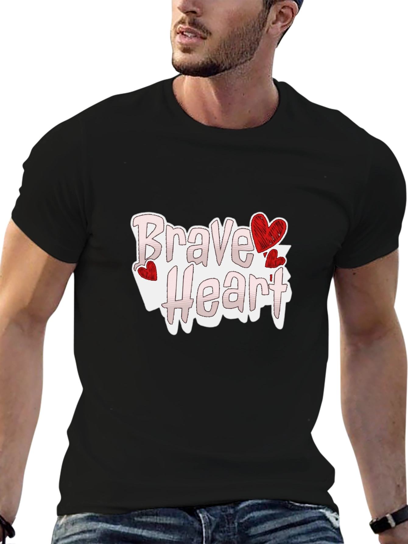 Black Brave Heart Graphic Tee - Love Valentine's Day view 6