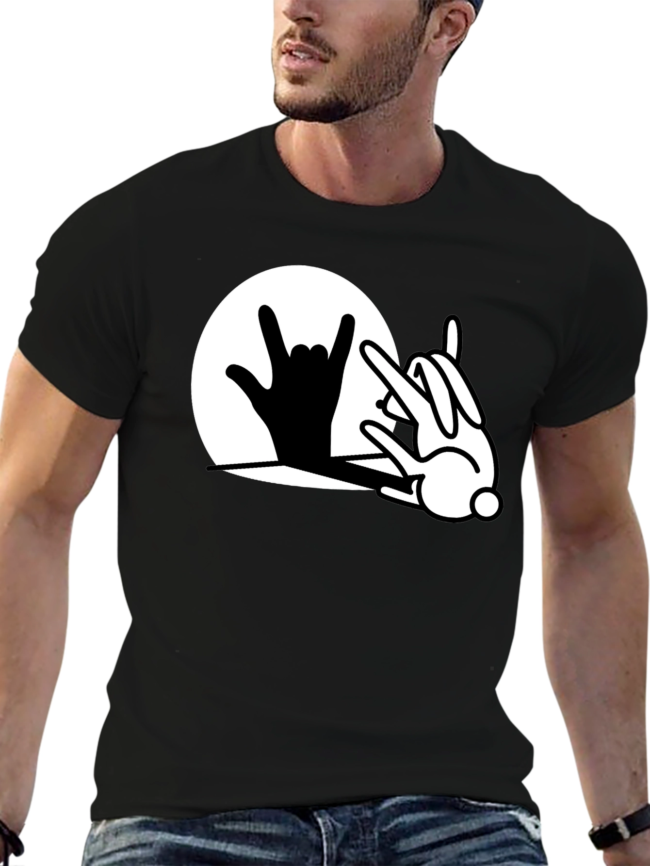 Black Rock On Bunny T-Shirt - Black Cotton Blend view 6