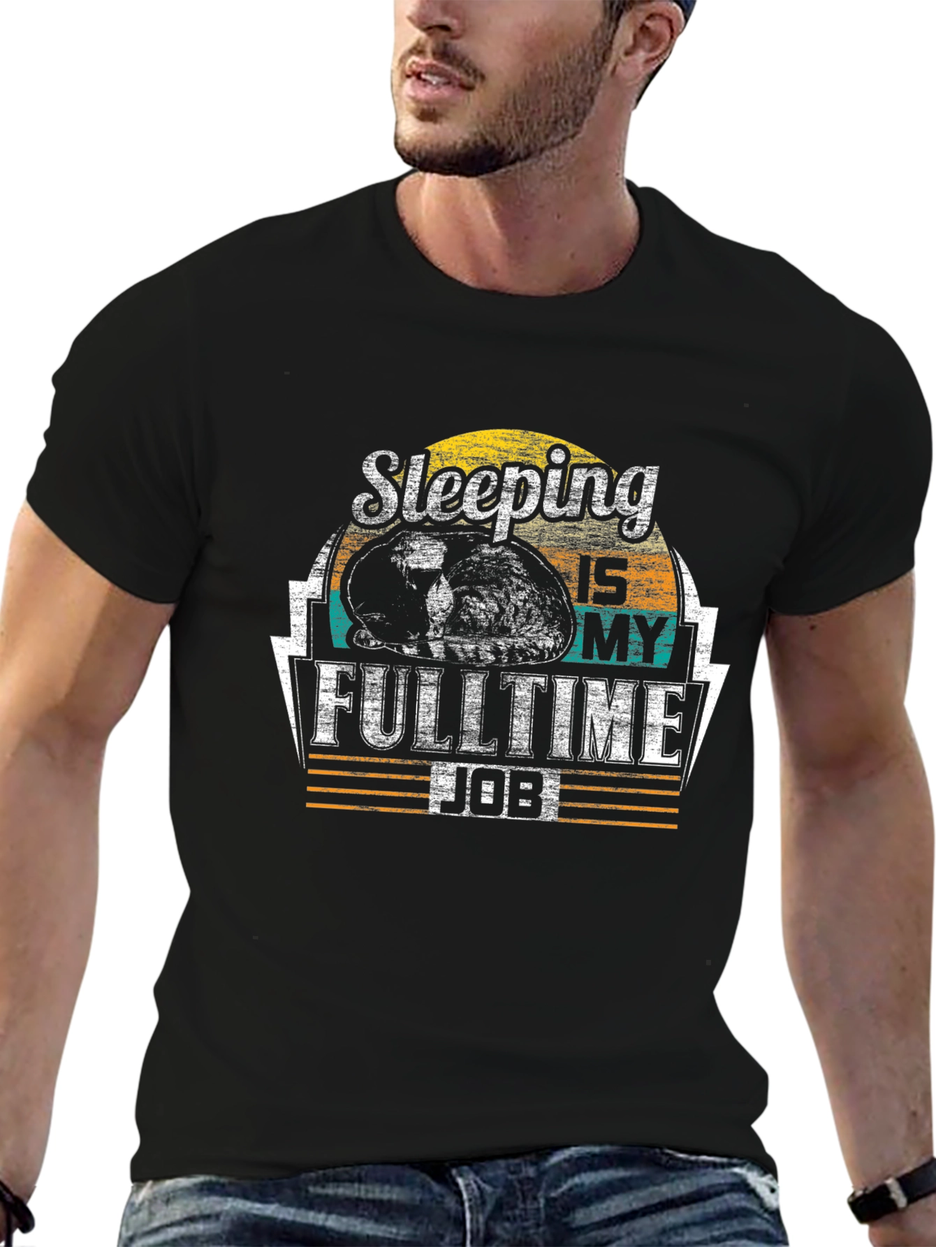 Black Sleeping Is My Full Time Job Graphic T-Shirt view 6