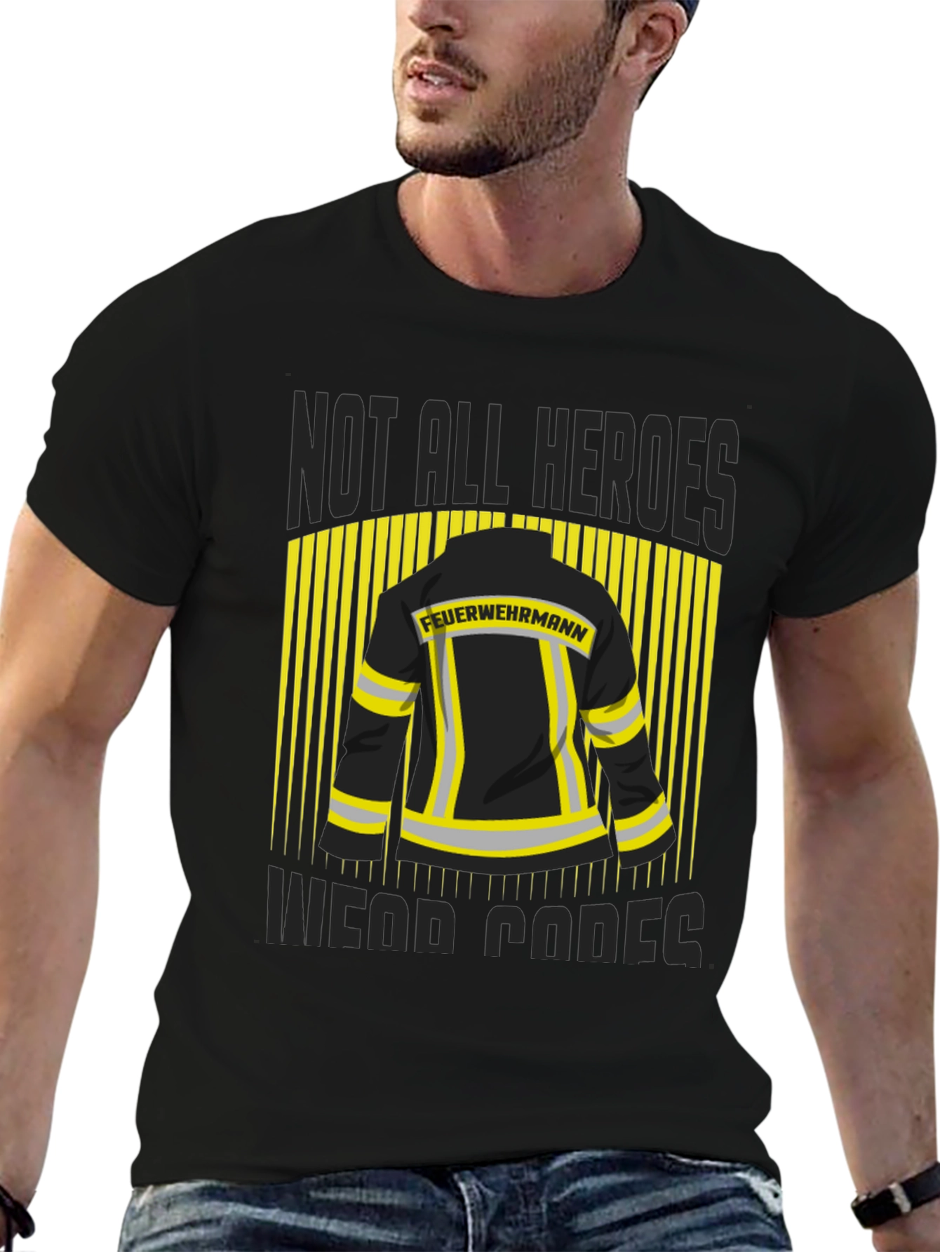 Black Firefighter Hero T-Shirt - Not All Heroes Wear Capes! view 6