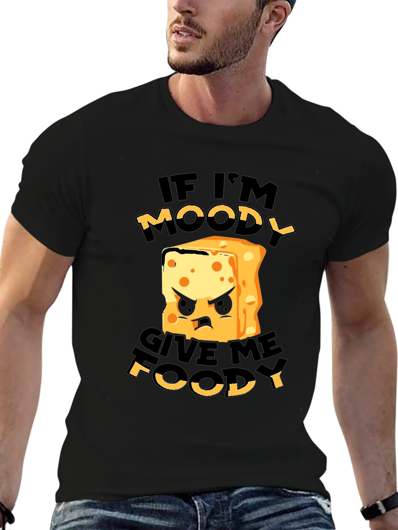 Black Moody Foodie Black T-Shirt - Funny Graphic Tee view 6