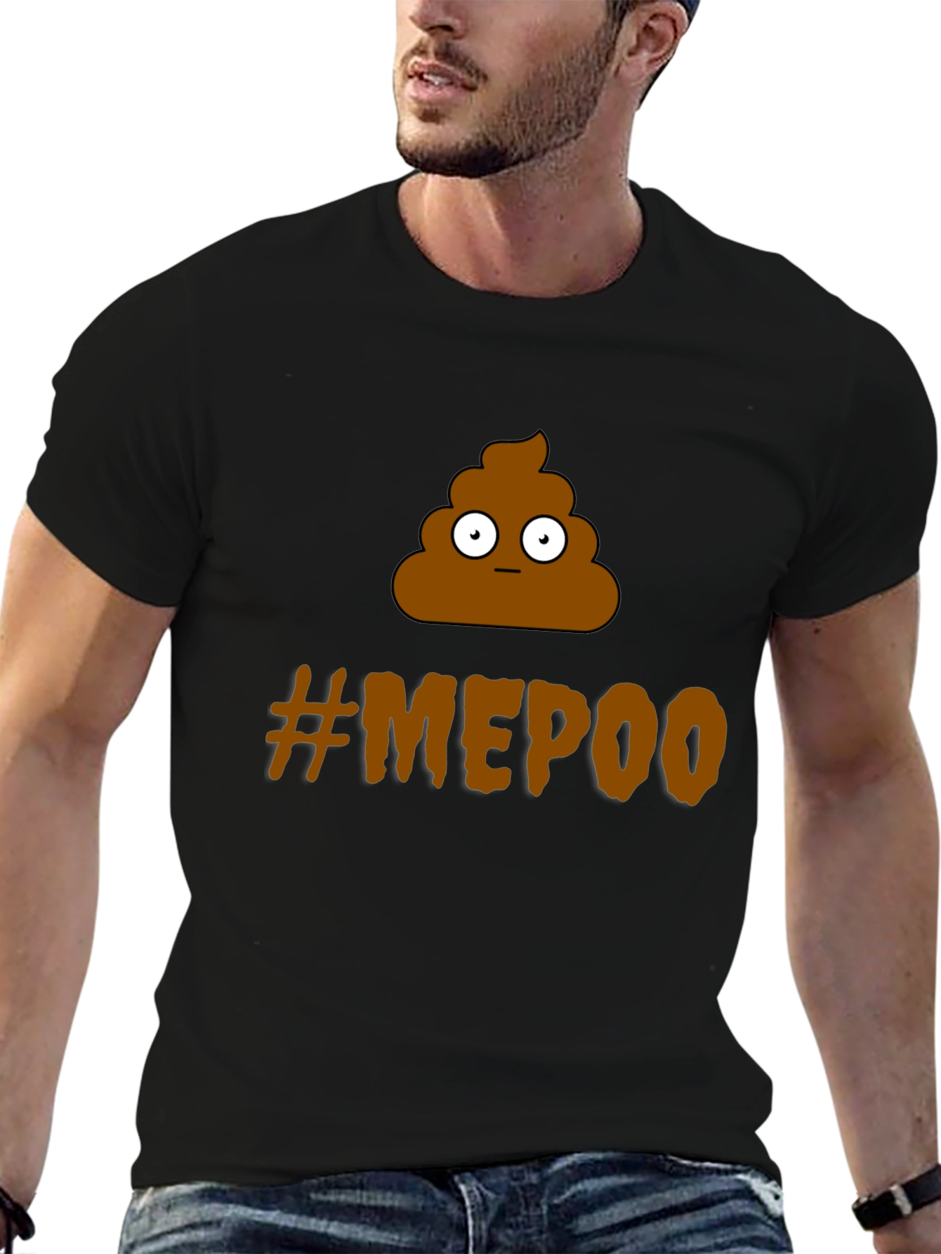 Black Funny #MEPOO T-Shirt - Poop Emoji Graphic Tee view 6