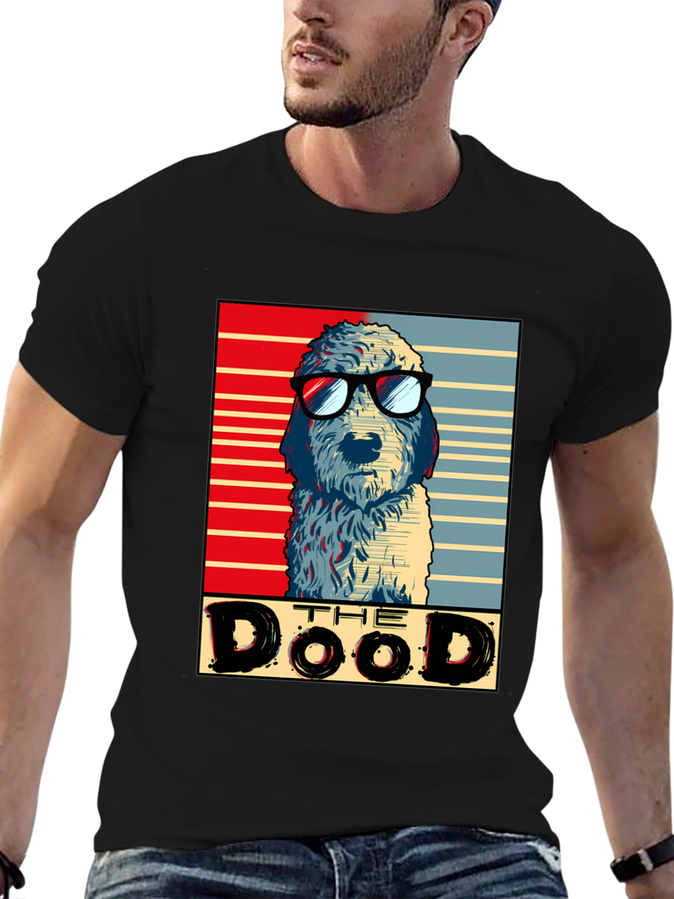 Black The Dood T-Shirt - Cool Dog Design view 6