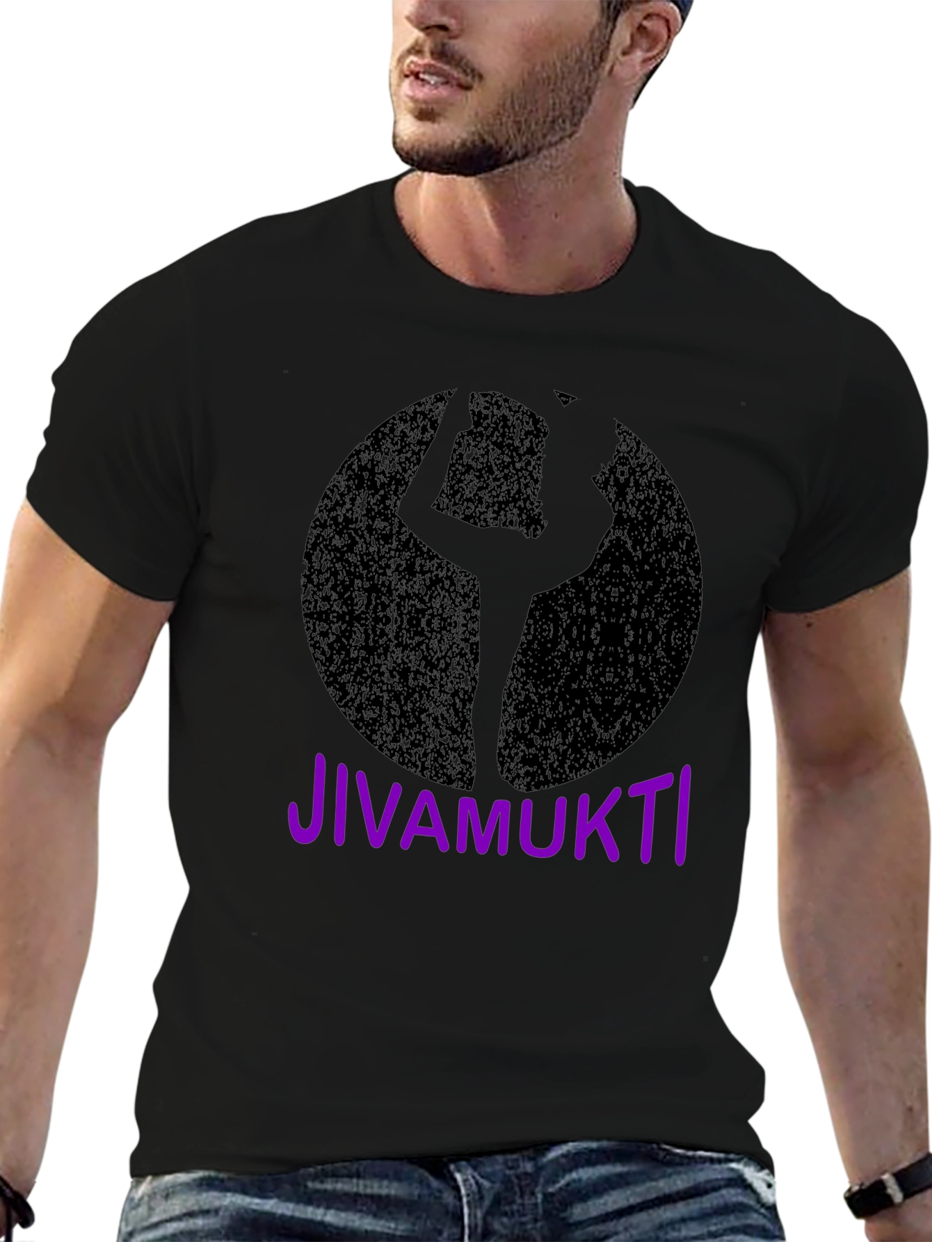 Black Jivamukti Yoga Pose Black T-Shirt view 6