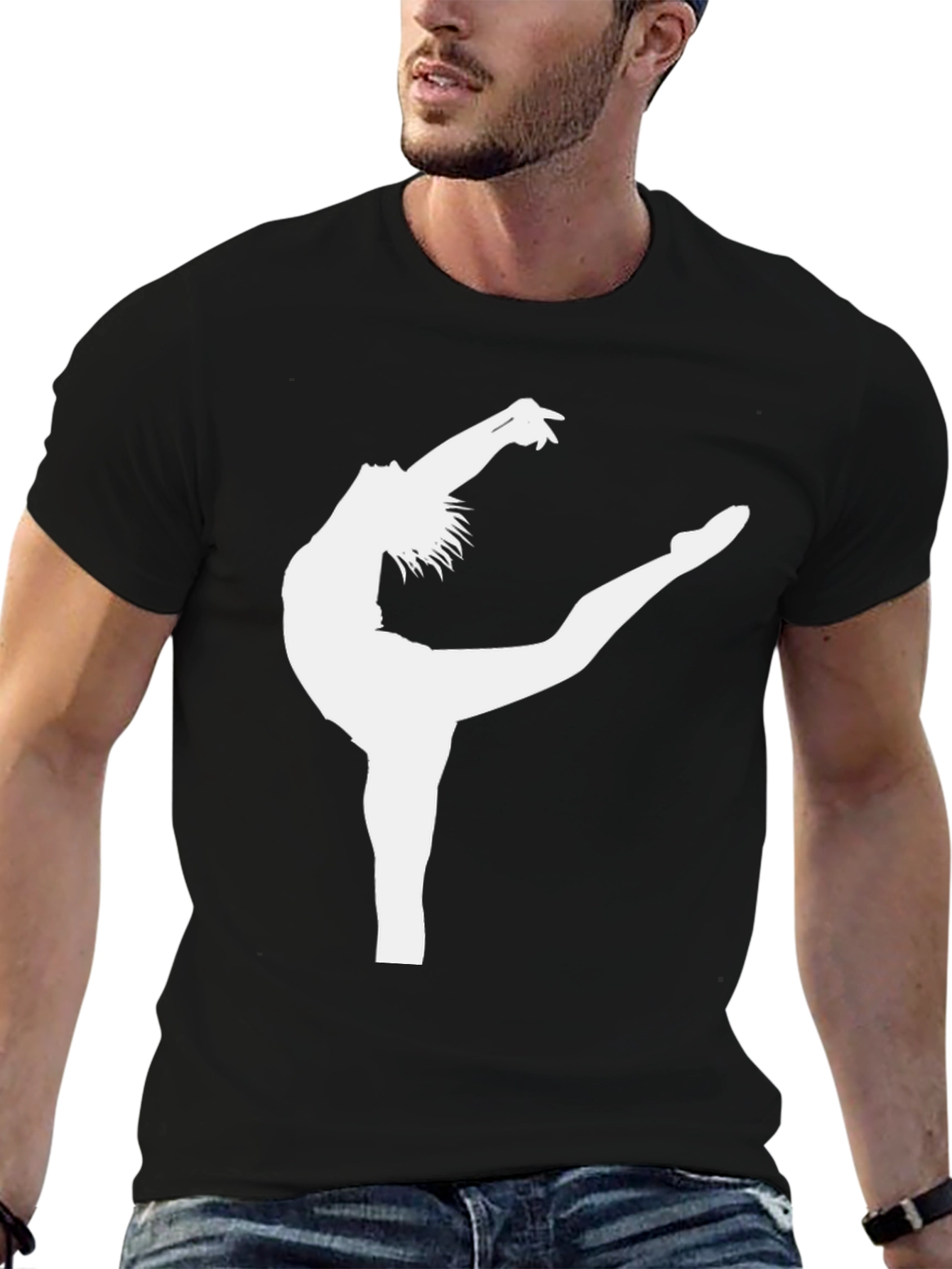 Black Gymnast Silhouette Graphic Black Tee view 6