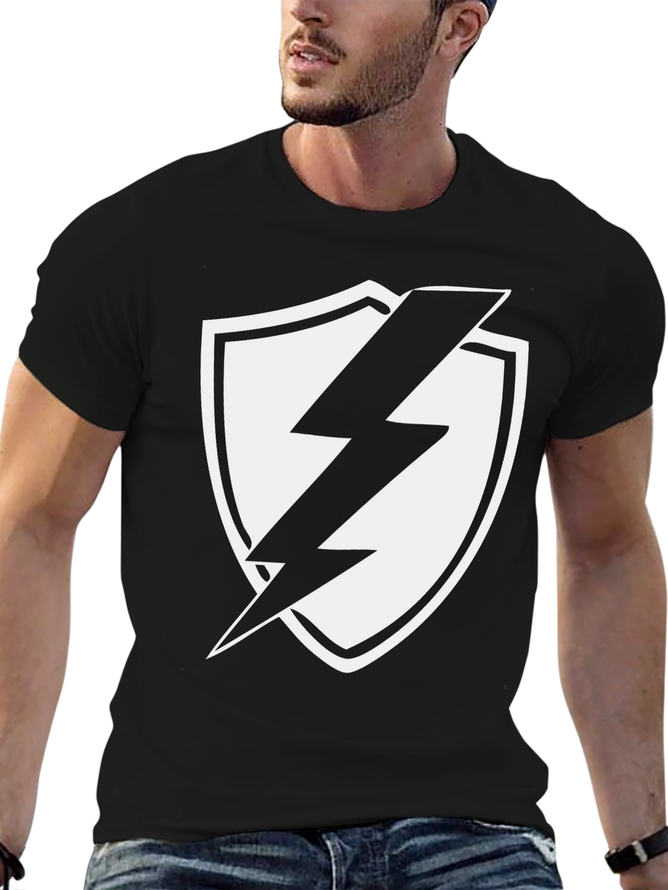 Black Lightning Shield Graphic Tee - Black view 6
