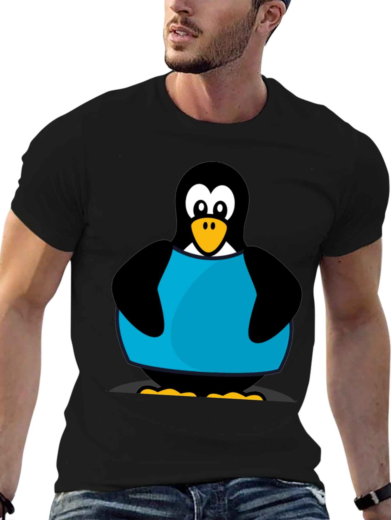 Black Penguin Graphic T-Shirt - Black Cotton Tee view 6