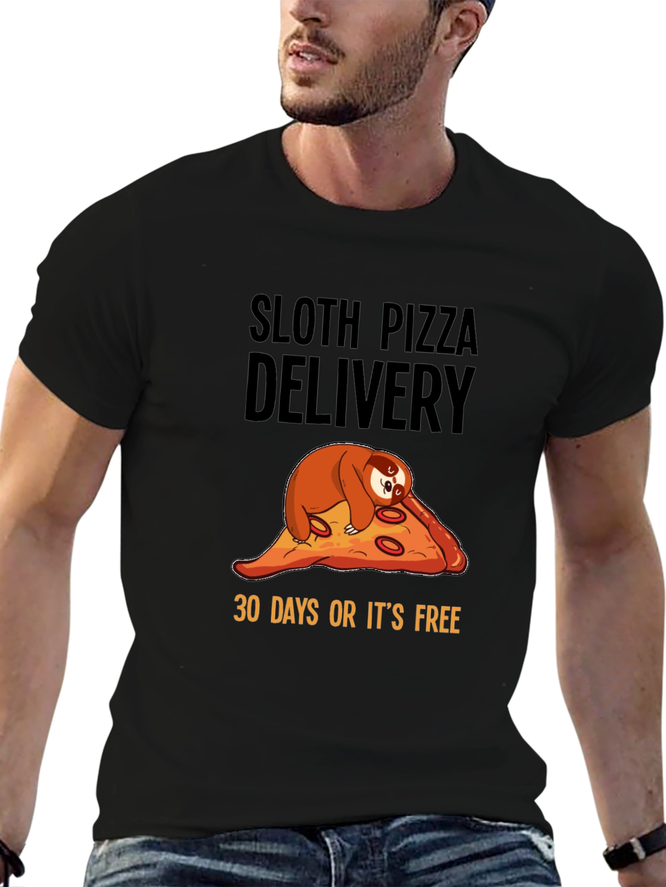 Black Sloth Pizza Delivery T-Shirt - Funny Guarantee view 6