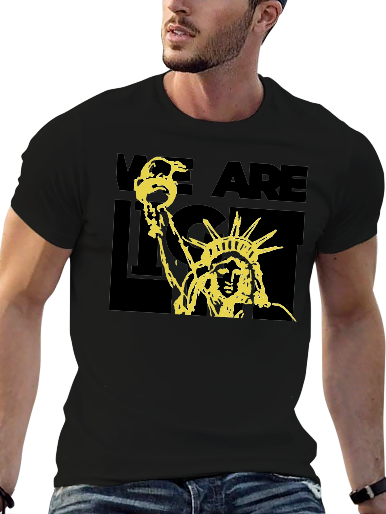 Black Statue of Liberty Graphic Print T-Shirt - Black view 6