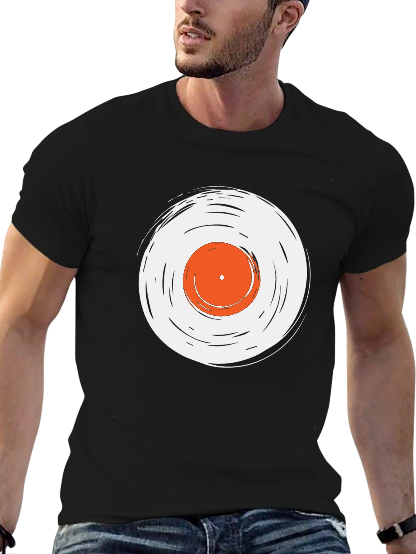 Black Vinyl Record Graphic Tee - Cool Music Lover Shirt view 6