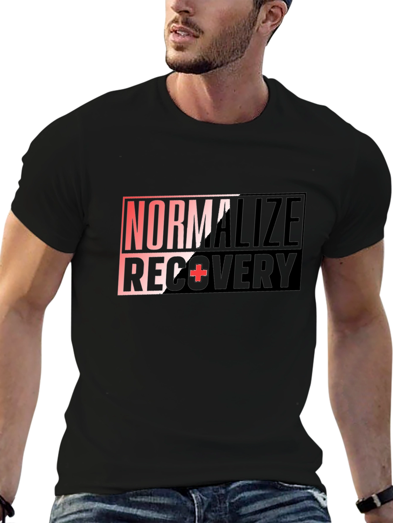 Black Normalize Recovery T-Shirt - Graphic Print Black Tee view 6