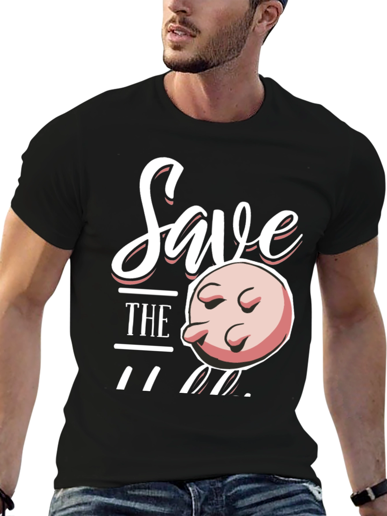 Black Save the Udders Funny T-Shirt view 6