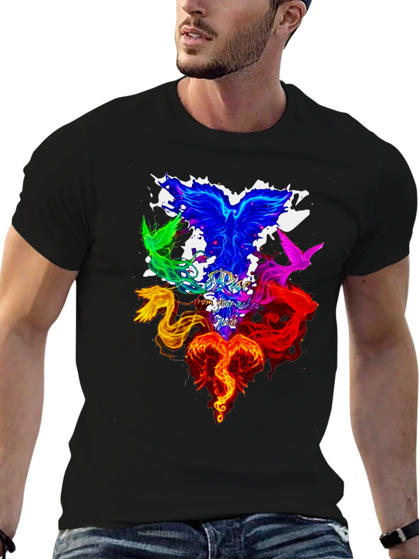 Black Rise From Ashes Phoenix Graphic Tee view 6