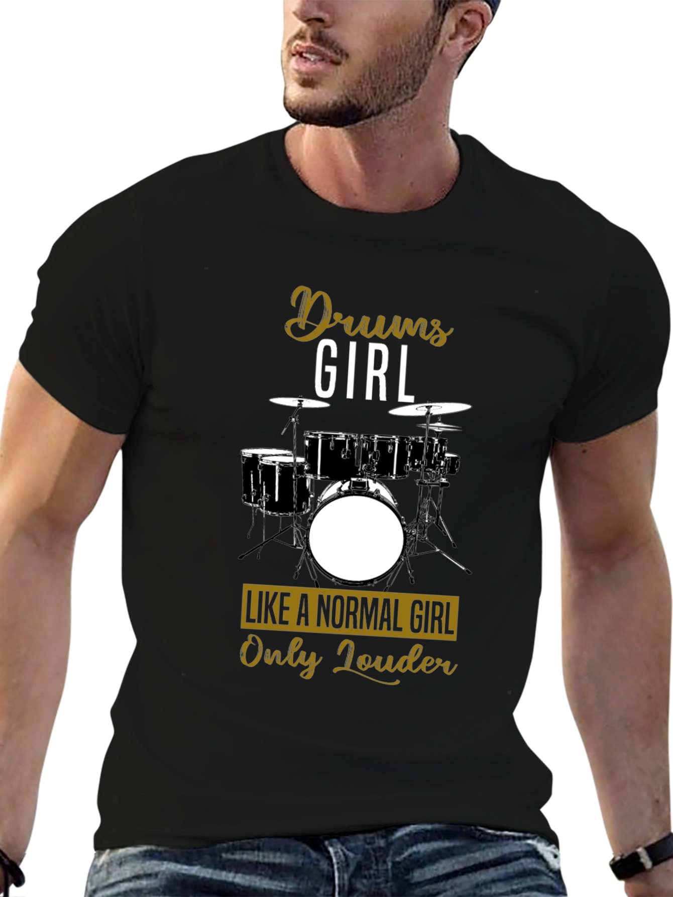 Black Drums Girl T-Shirt - Like A Normal Girl Only Louder! view 6