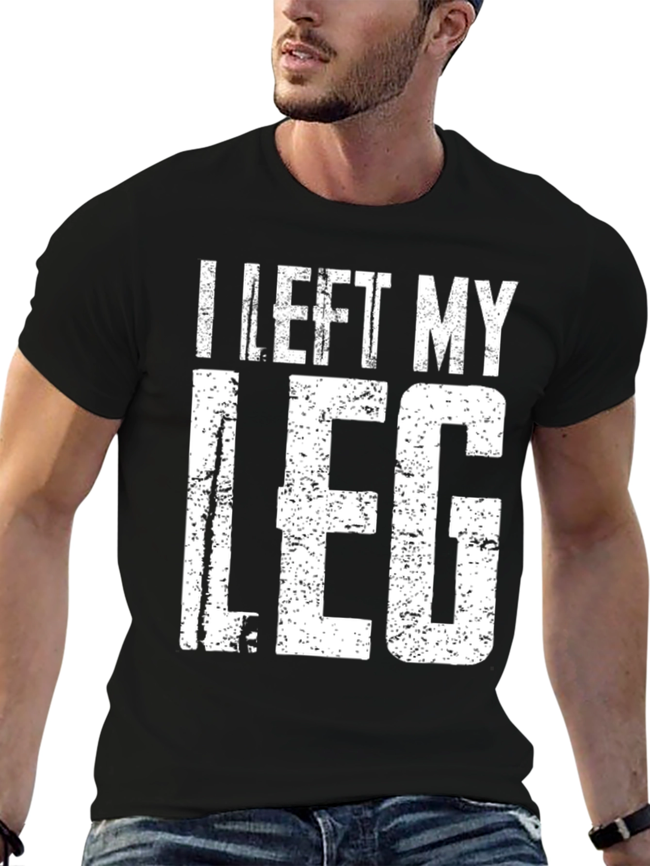 Black I Left My Leg T-Shirt - Humor Tee view 6