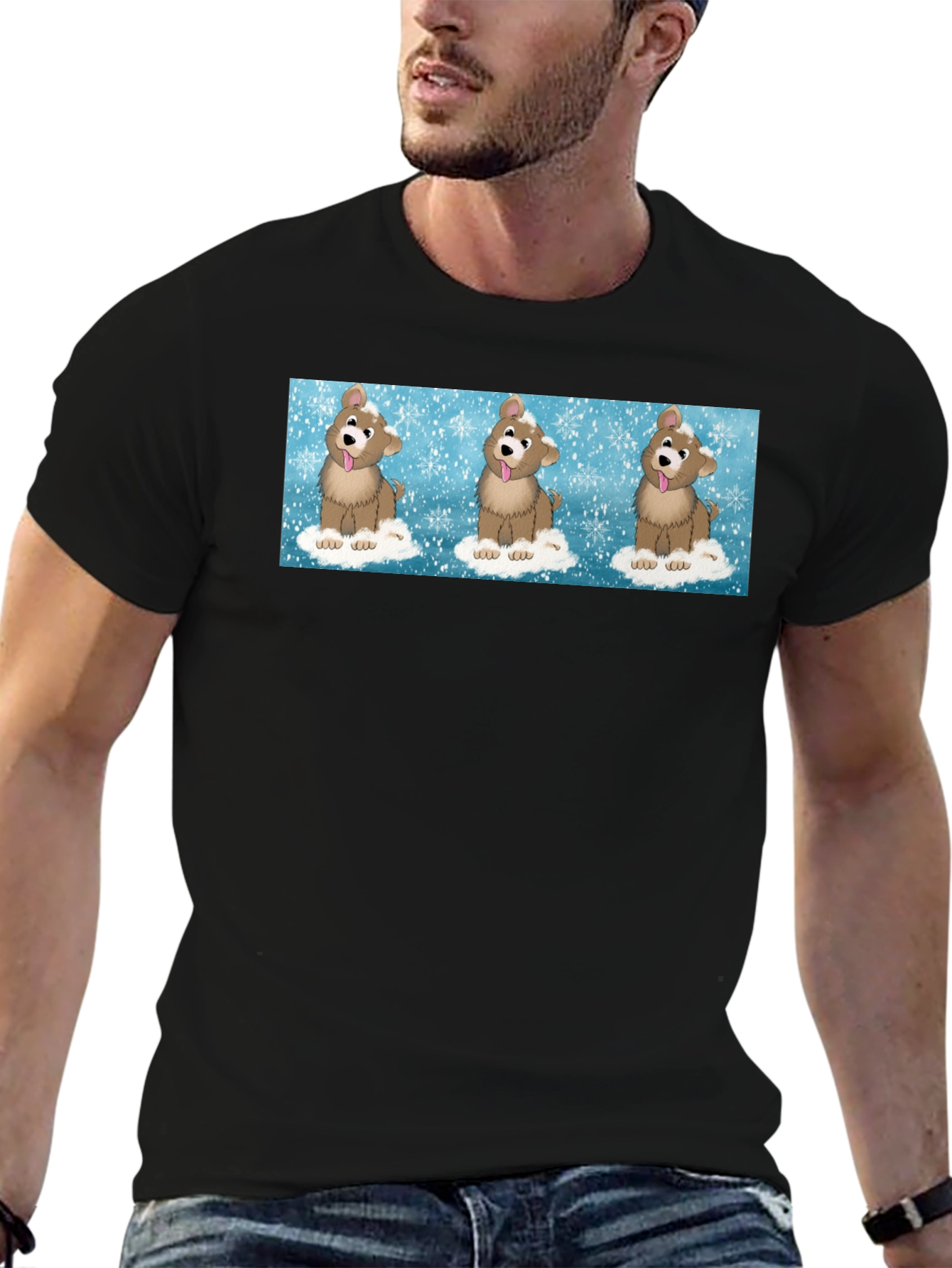 Black Bear Winter T-Shirt - Unique Graphic Tee view 6