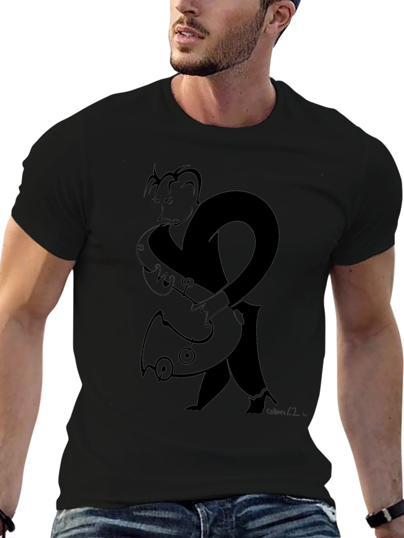 Black Saxophone Player Graphic Tee - Black view 6