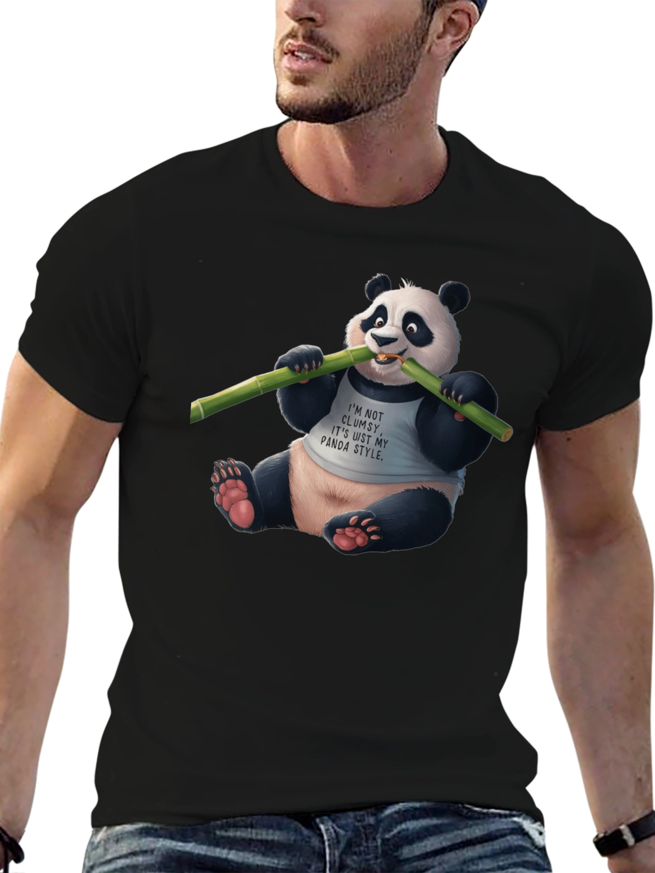 Black Panda Style Black T-Shirt view 6