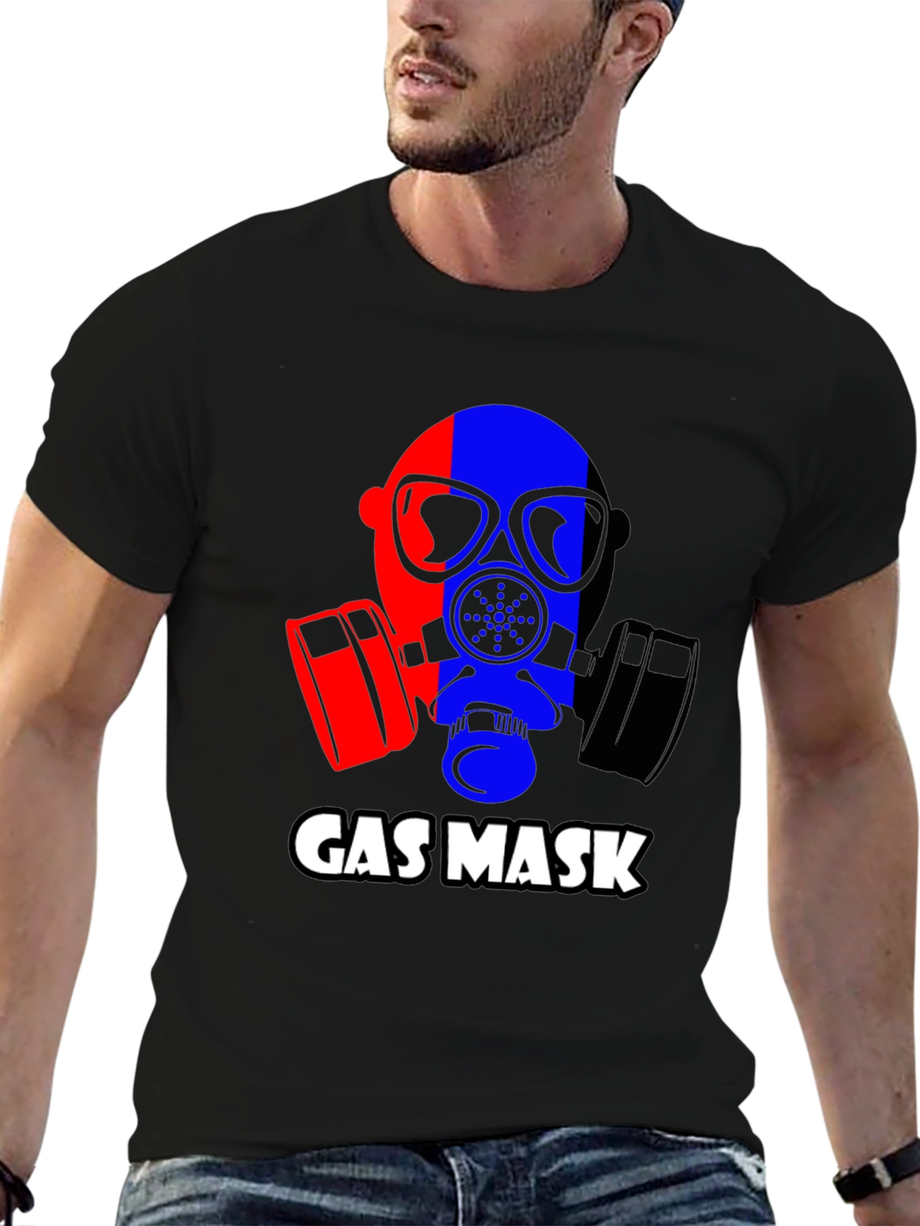 Black Gas Mask Graphic Tee - Bold Statement T-Shirt view 6