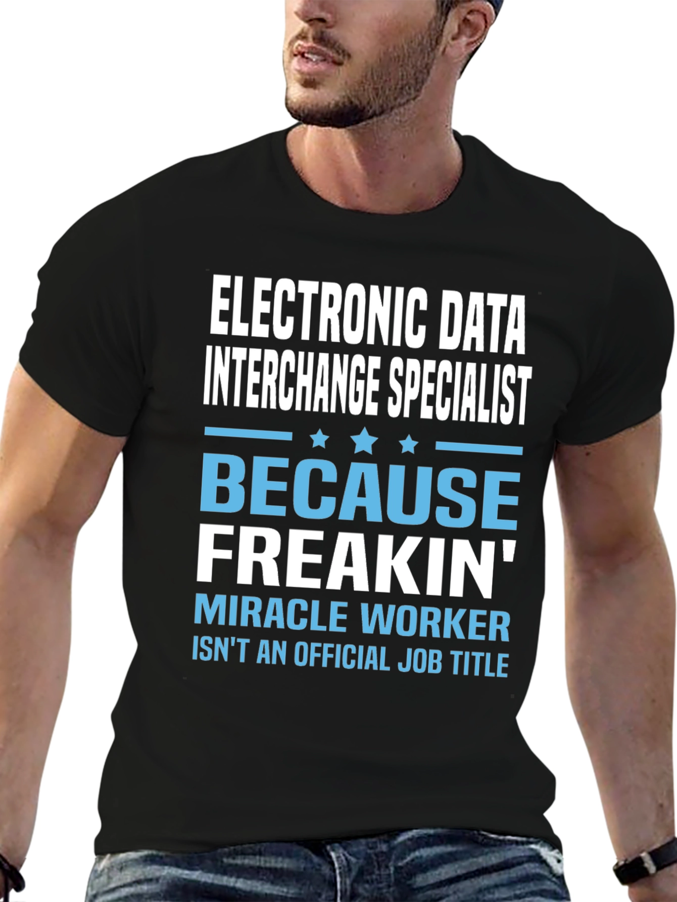 Black Electronic Data Interchange Specialist T-Shirt view 6