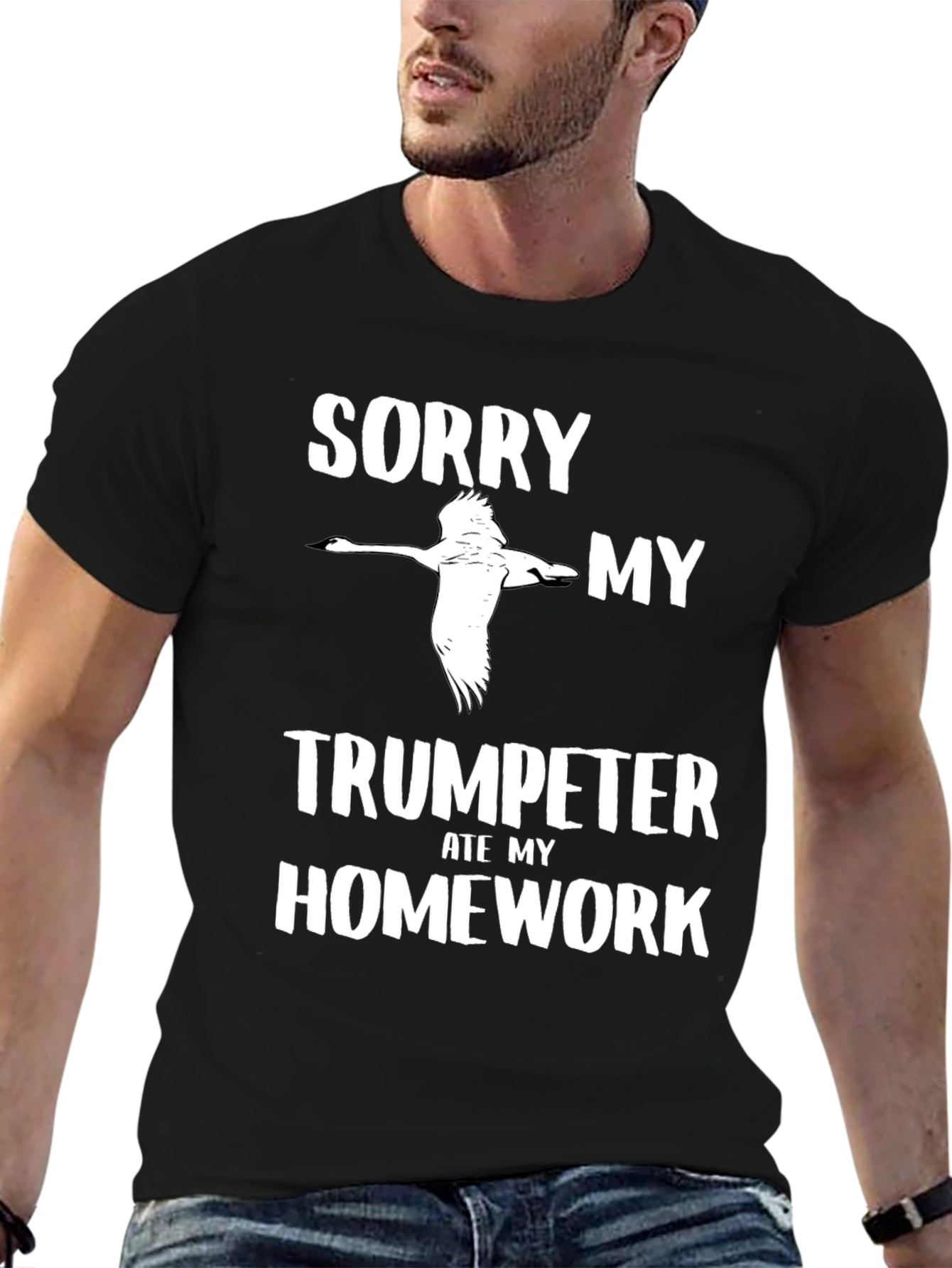 Black Sorry My Trumpeter Ate My Homework T-Shirt view 6