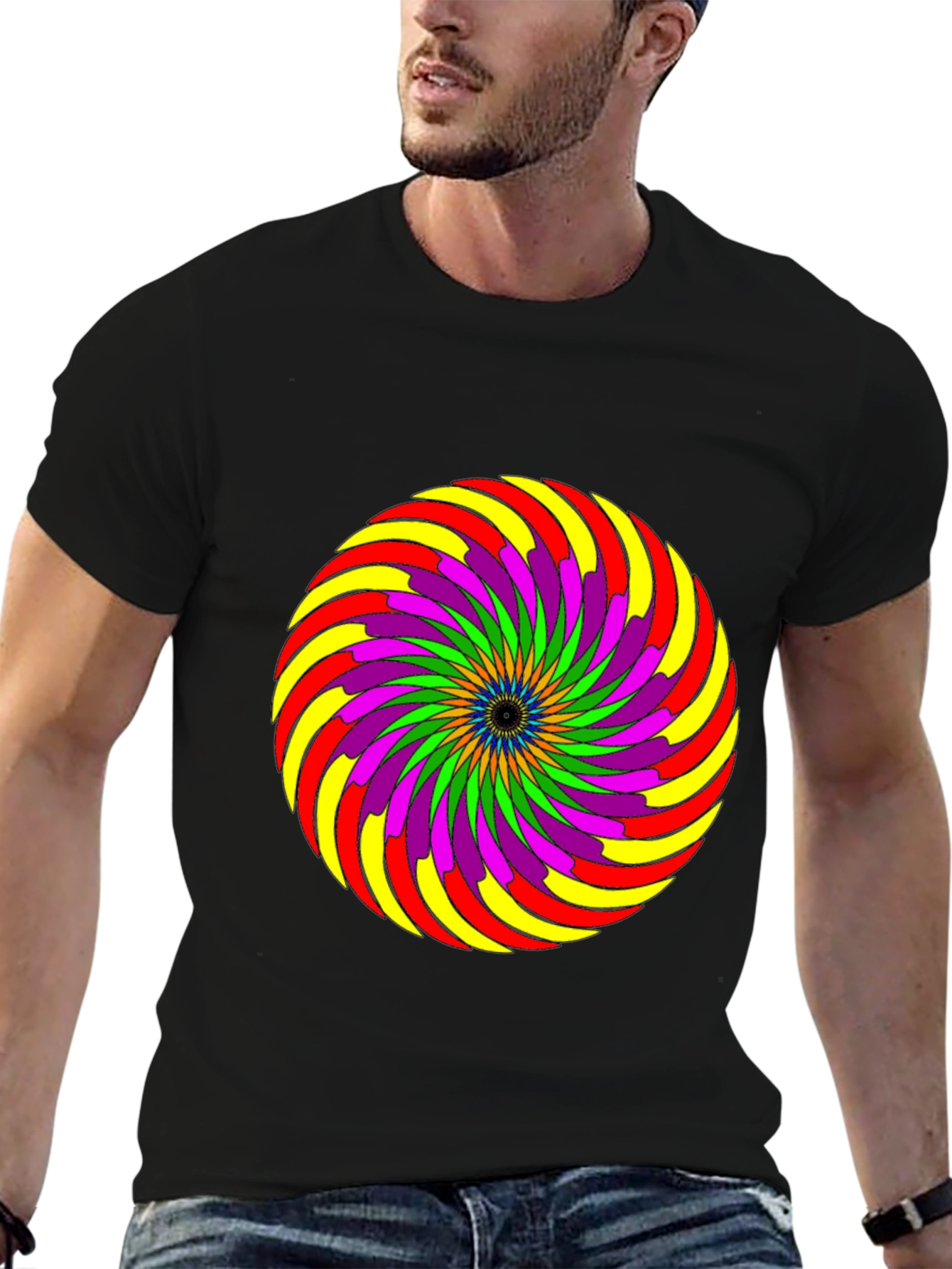 Black Psychedelic Swirl Graphic Tee - Black view 6