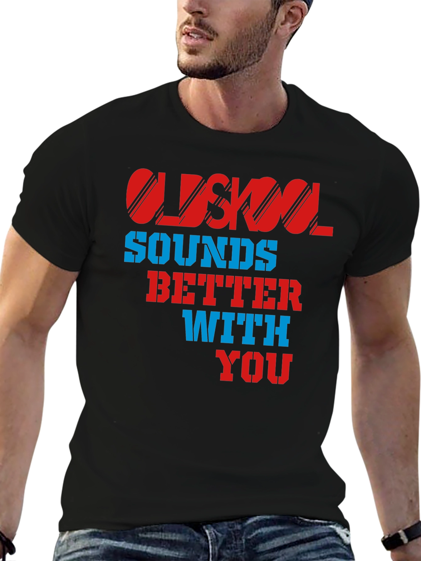 Black Oldskool Sounds Better With You T-Shirt view 6
