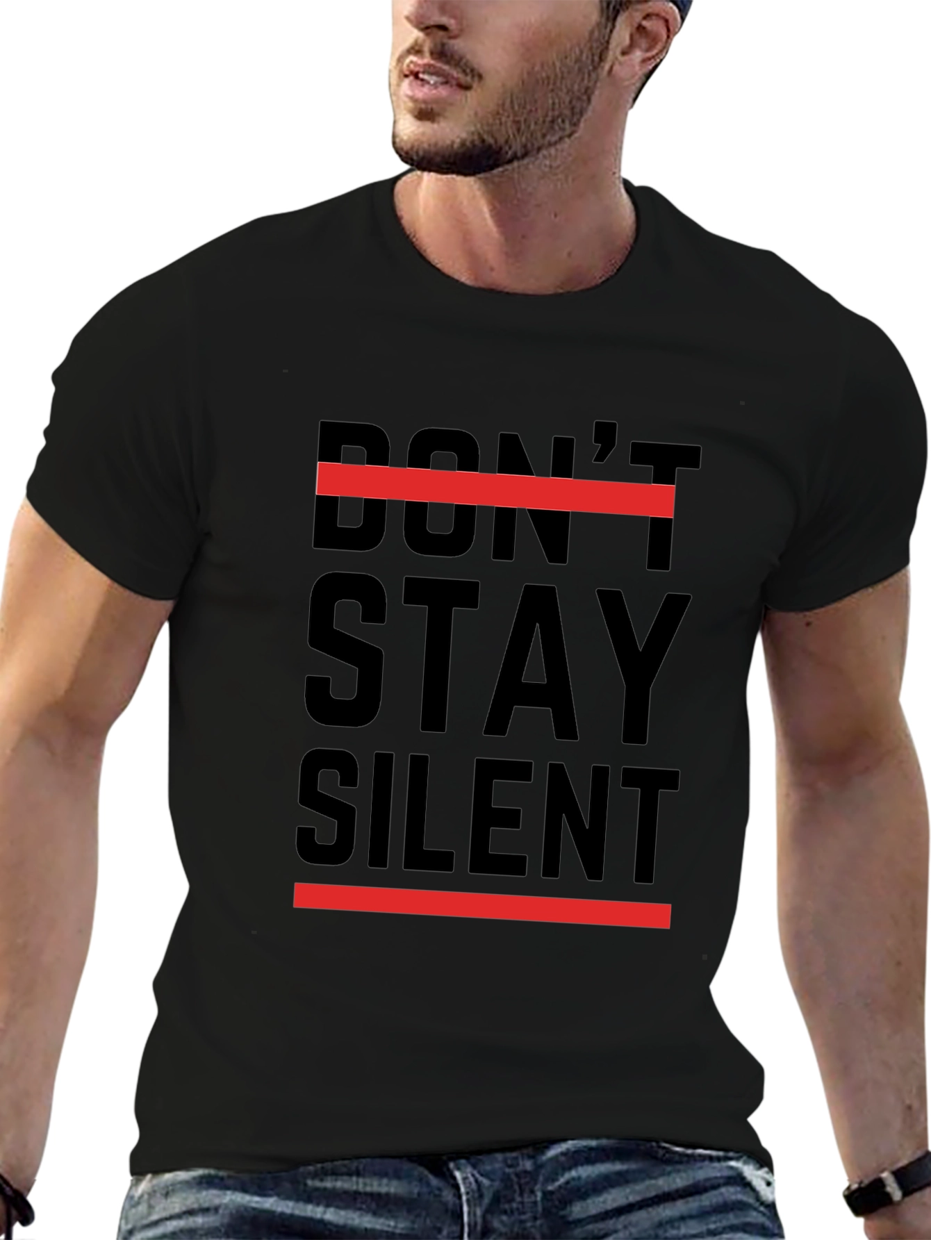 Black Don't Stay Silent Graphic Tee - Black view 6