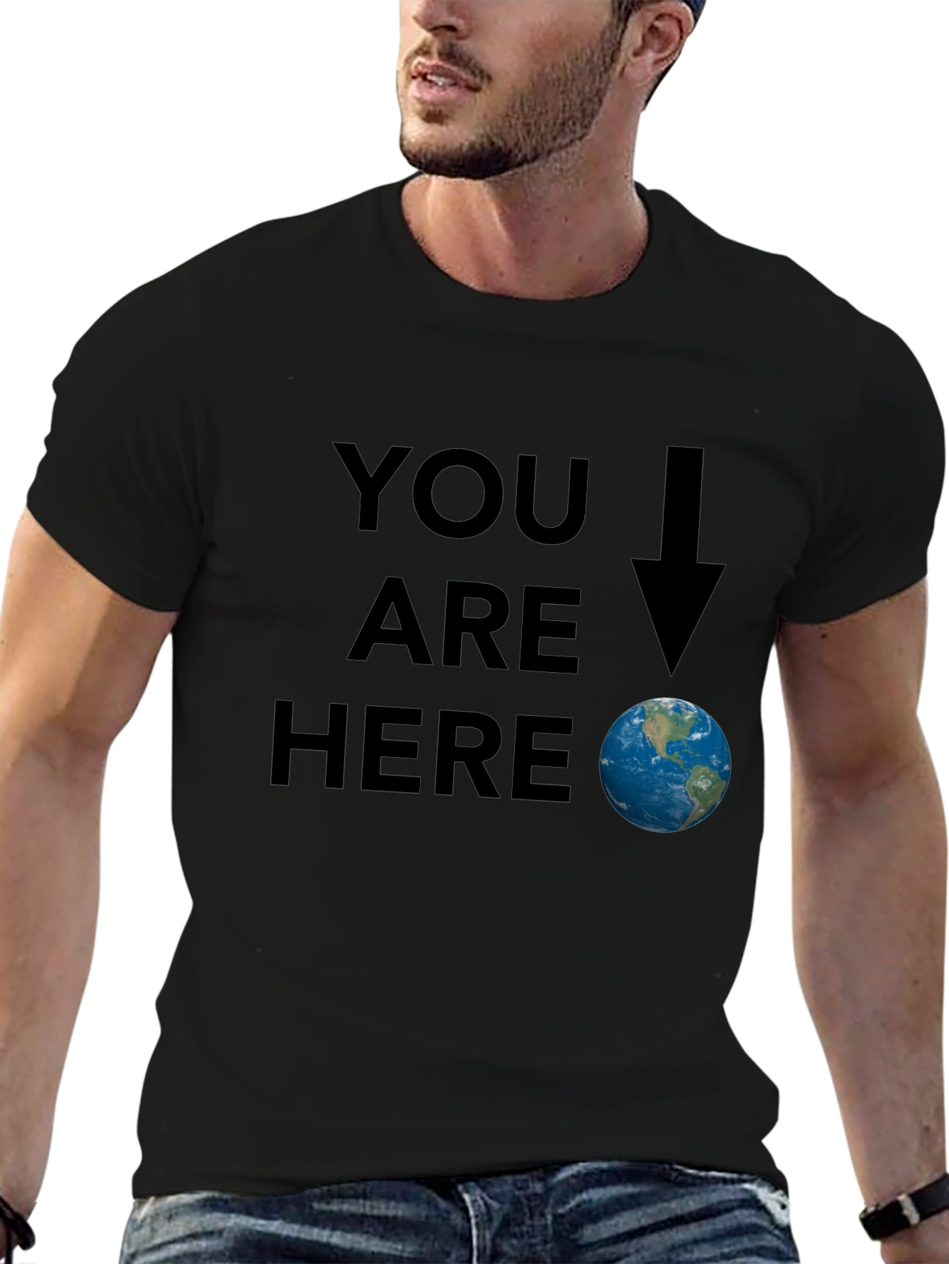 Black You Are Here Earth Graphic Tee - Black view 6