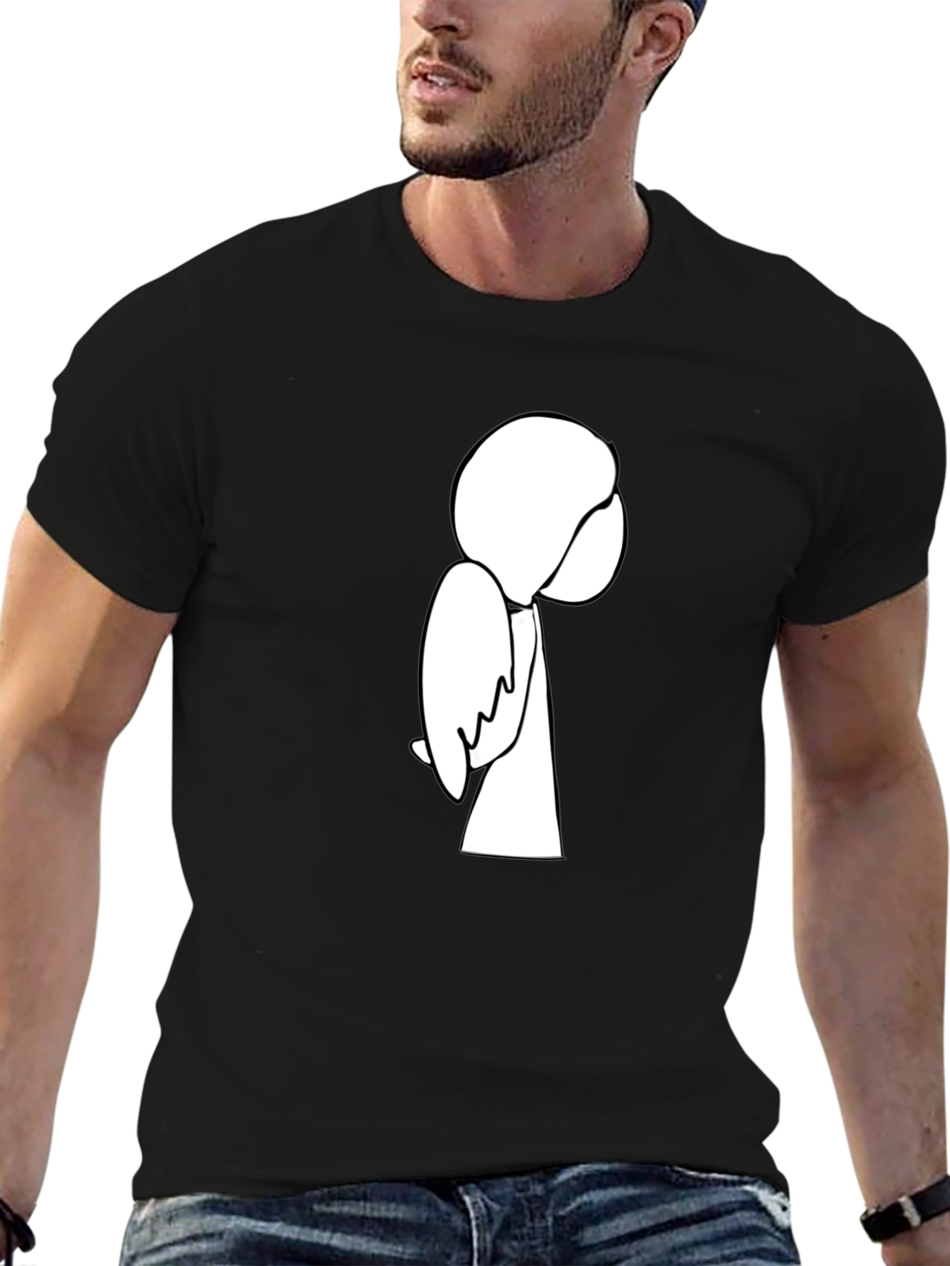 Black Minimalist Line Art Graphic T-Shirt view 6