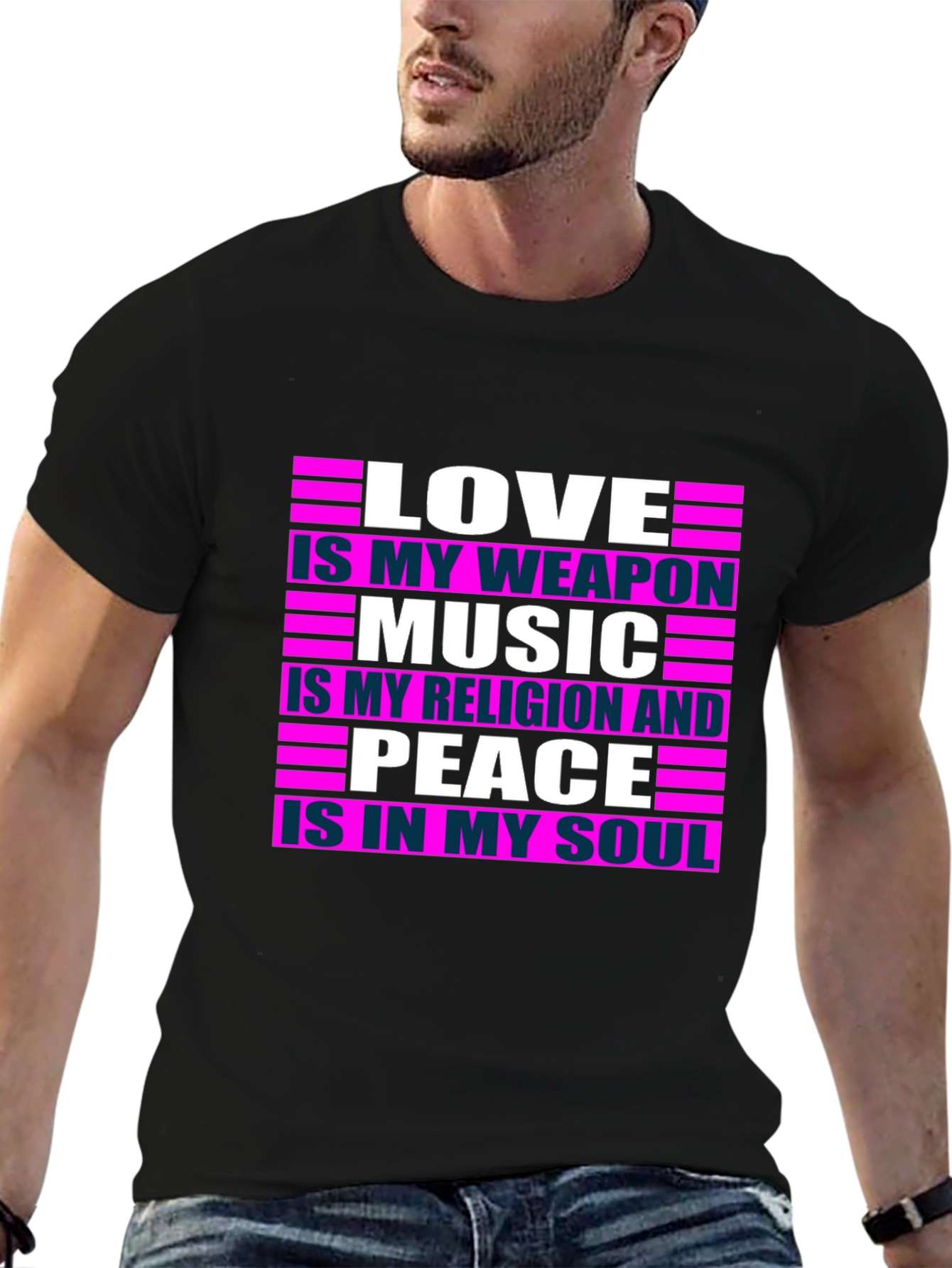 Black Love Music Peace T-Shirt - Positive Message Tee view 6