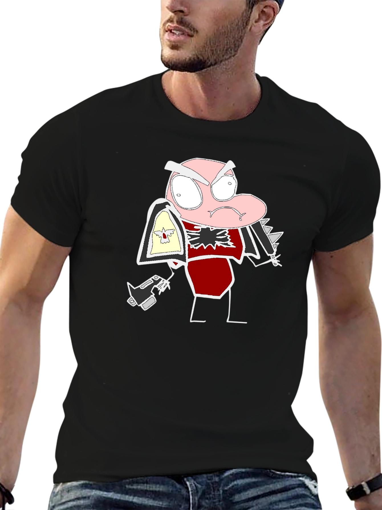 Black Cartoon Character T-Shirt view 6