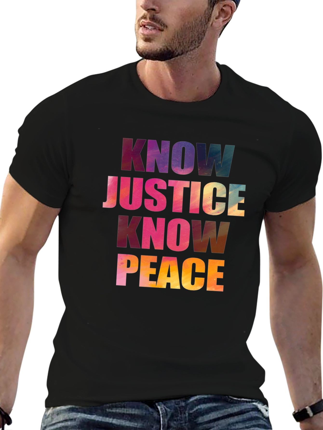 Black Know Justice Know Peace Graphic T-Shirt view 6