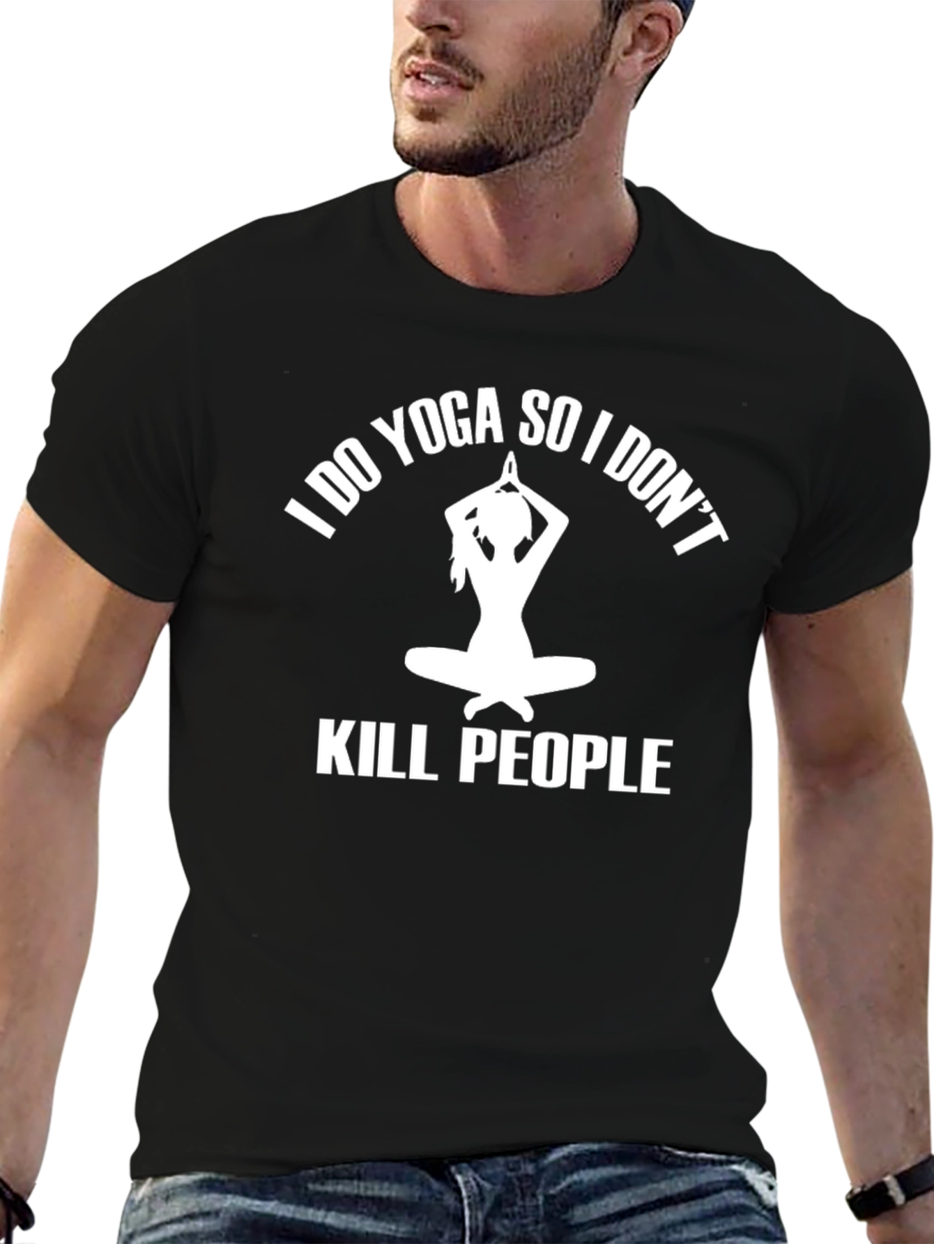 Black I Do Yoga So I Don't Kill People T-Shirt view 6