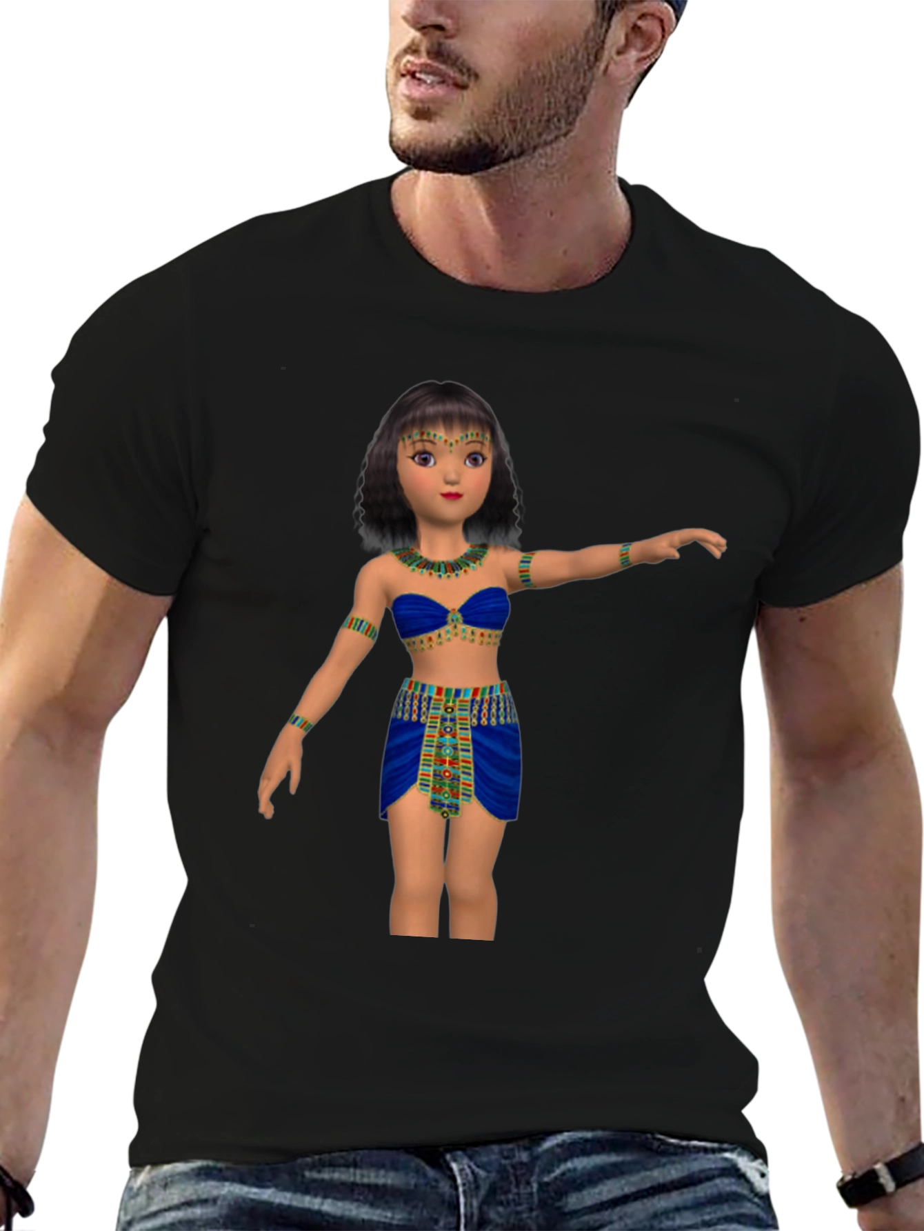Black Egyptian Cartoon Girl Graphic Tee view 6