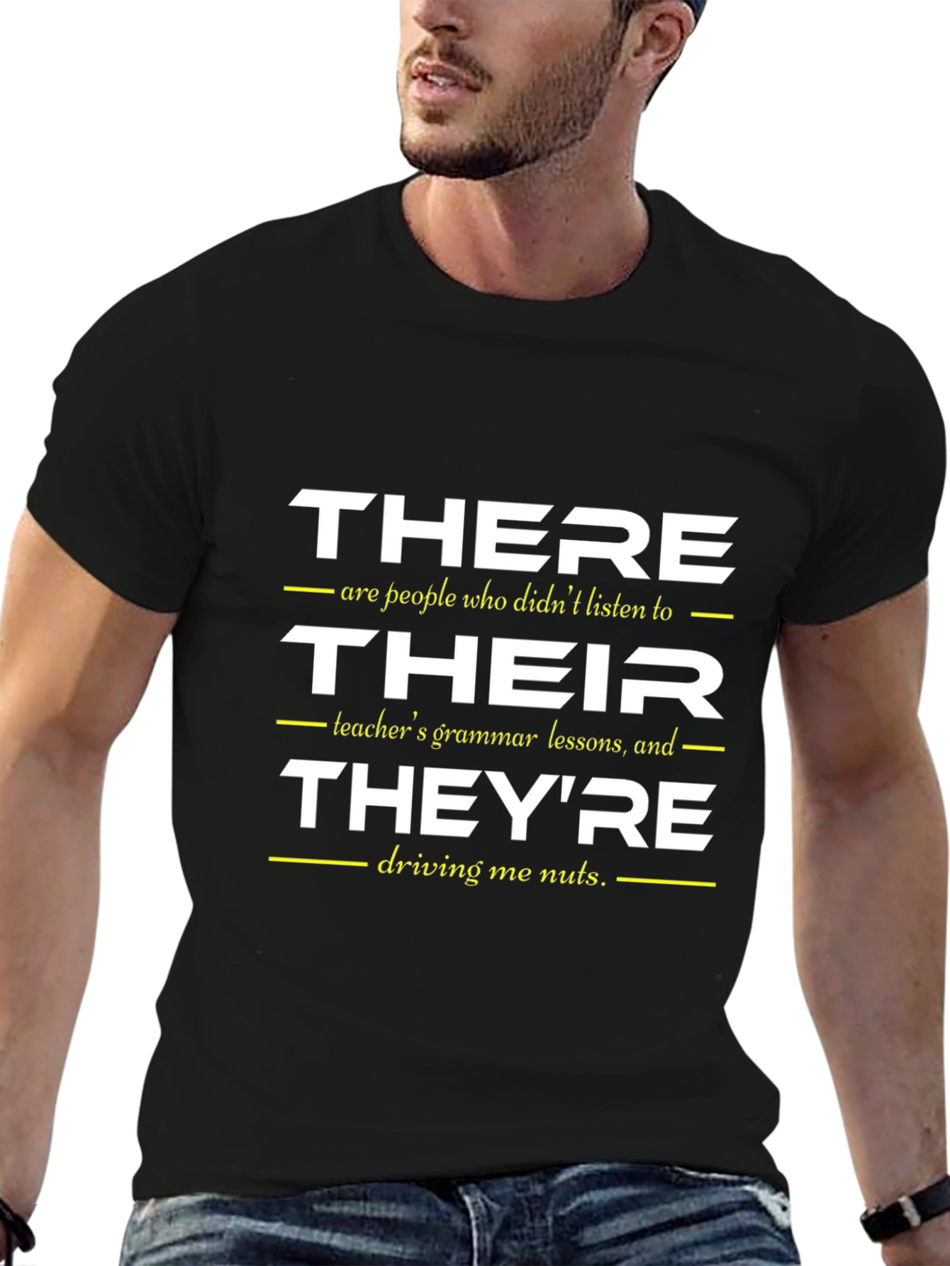 Black Grammar Humor T-Shirt - There Their They're view 6
