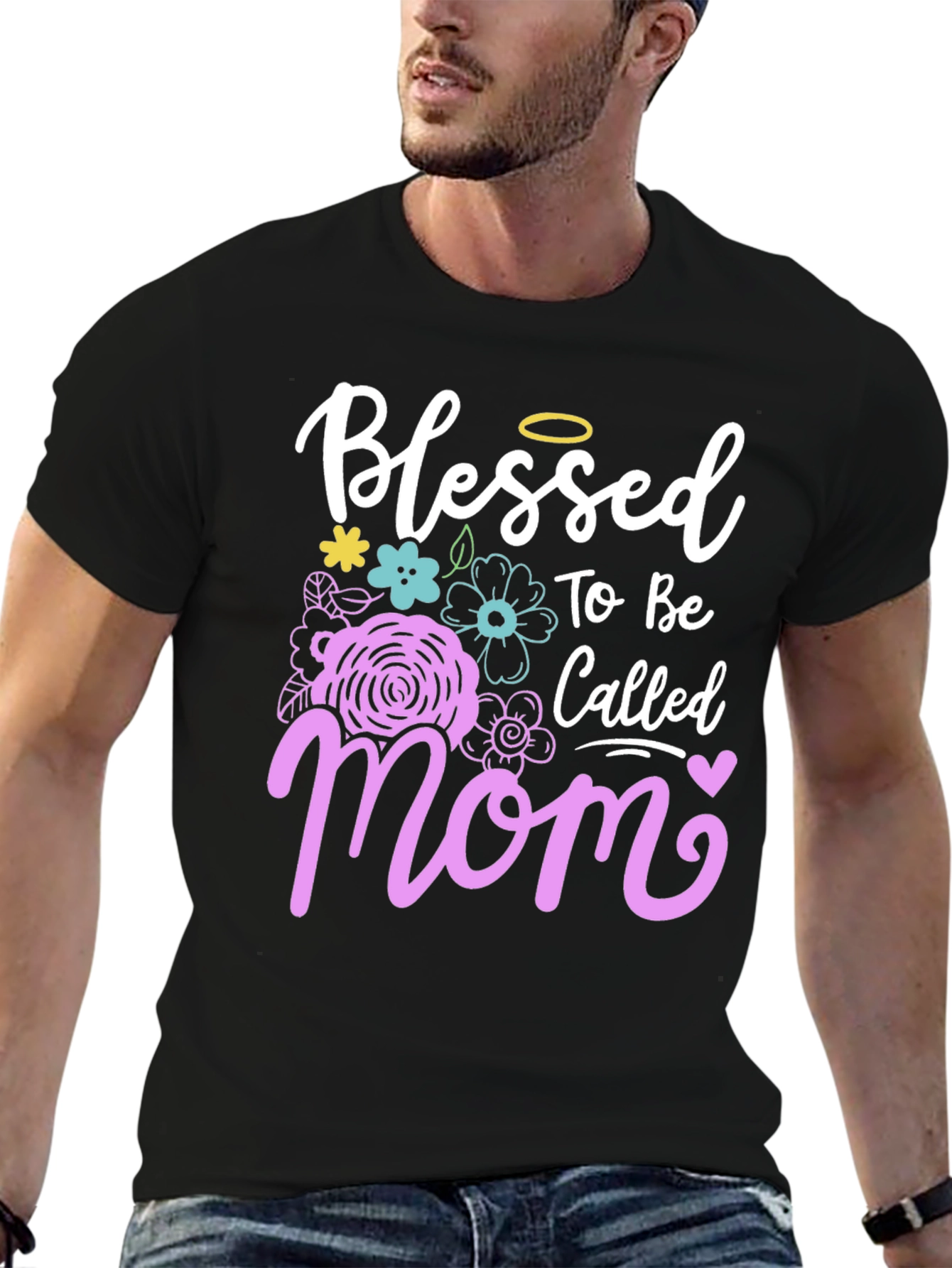 Black Blessed Mom Graphic T-Shirt view 6