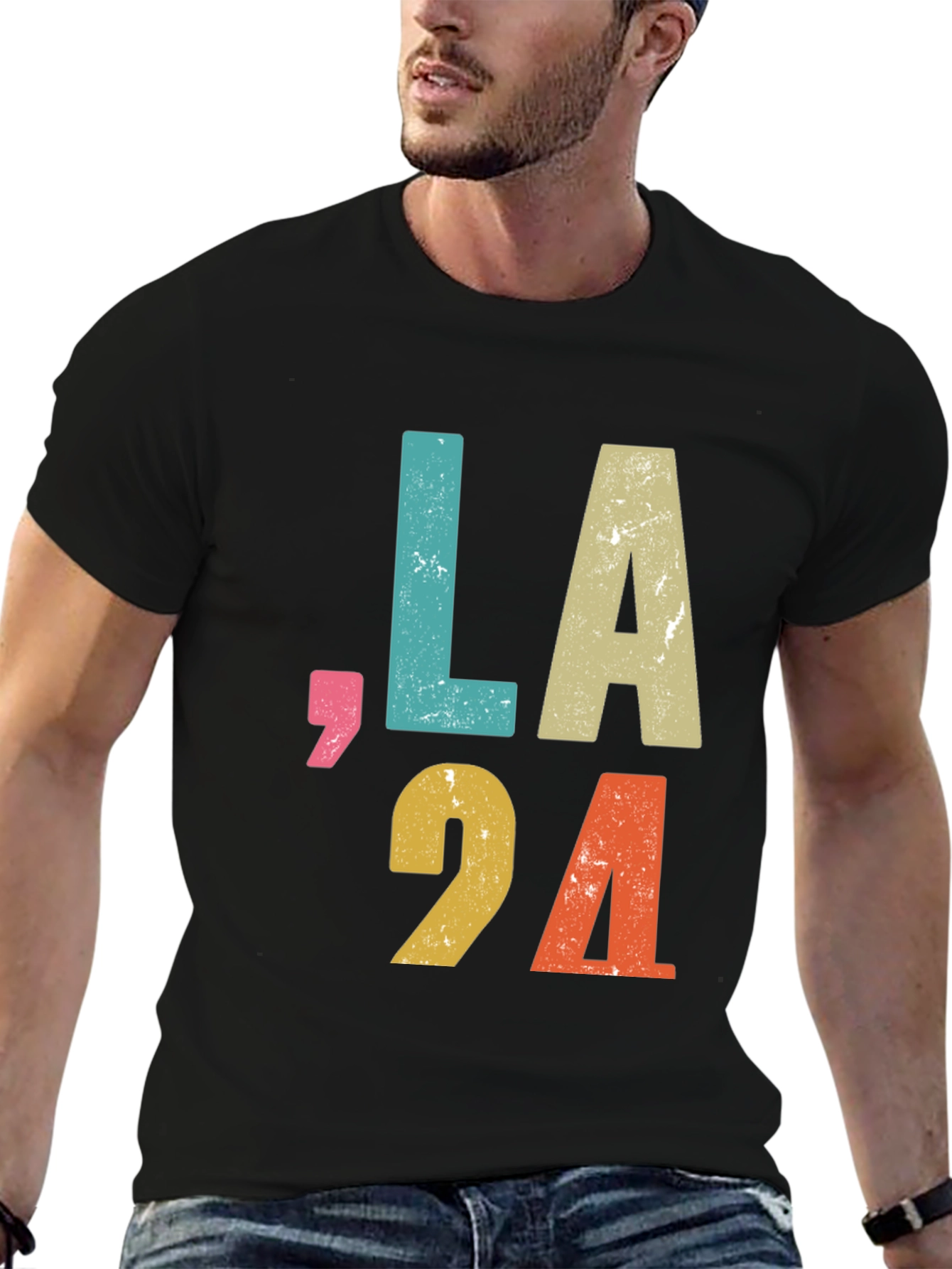 Black Vintage LA 94 Graphic Tee - Retro Style view 6