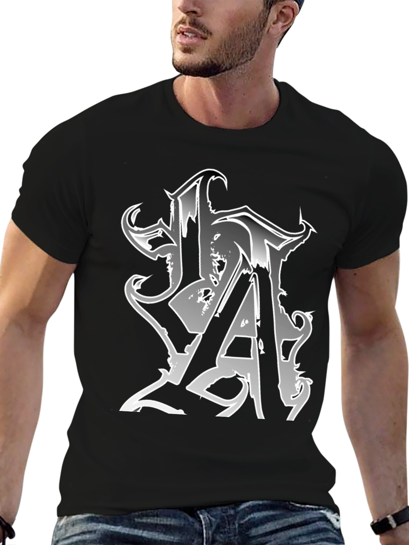 Black Edgy Graphic Print Black T-Shirt for Men view 6