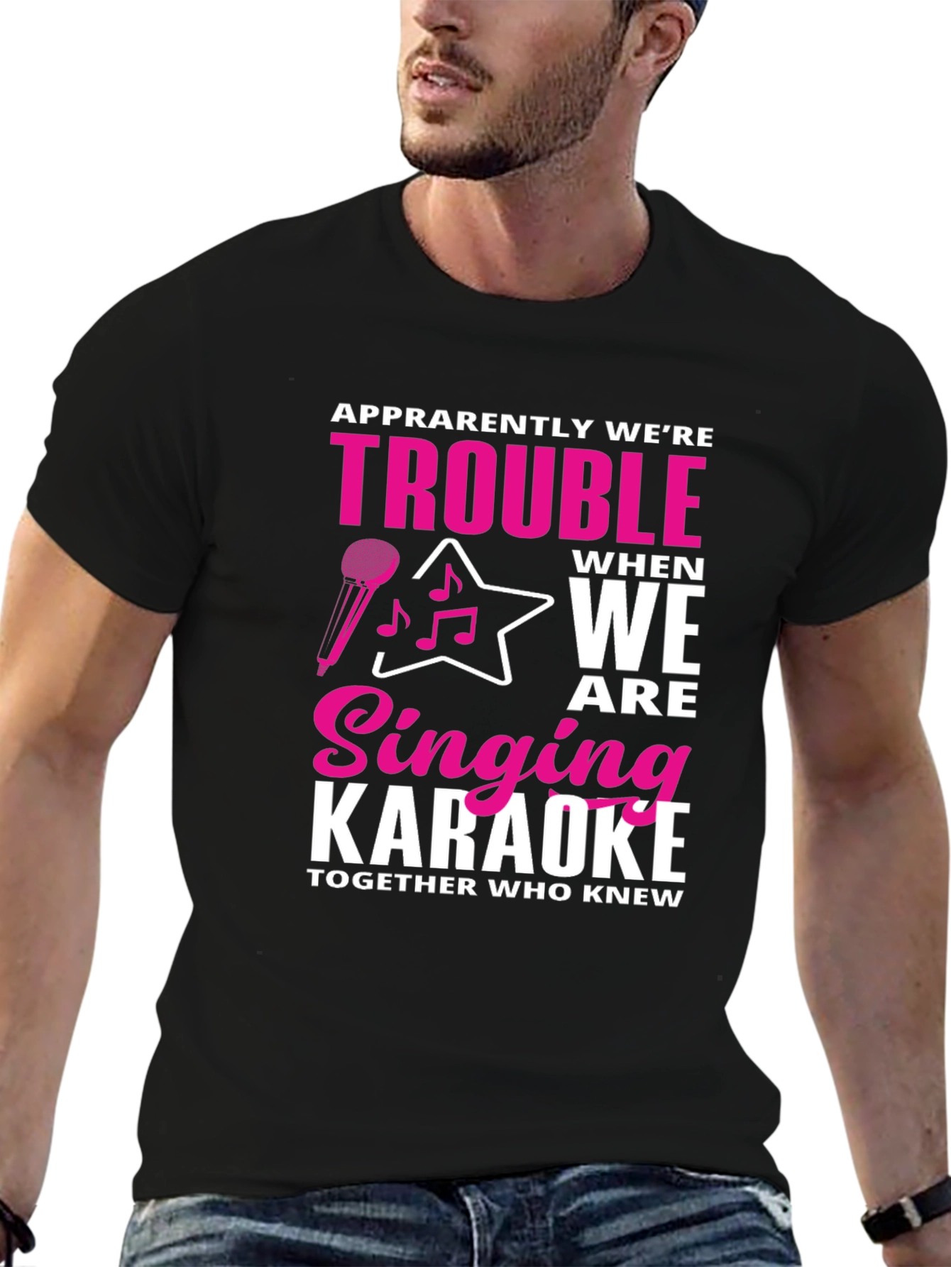 Black Karaoke Trouble Graphic Tee view 6