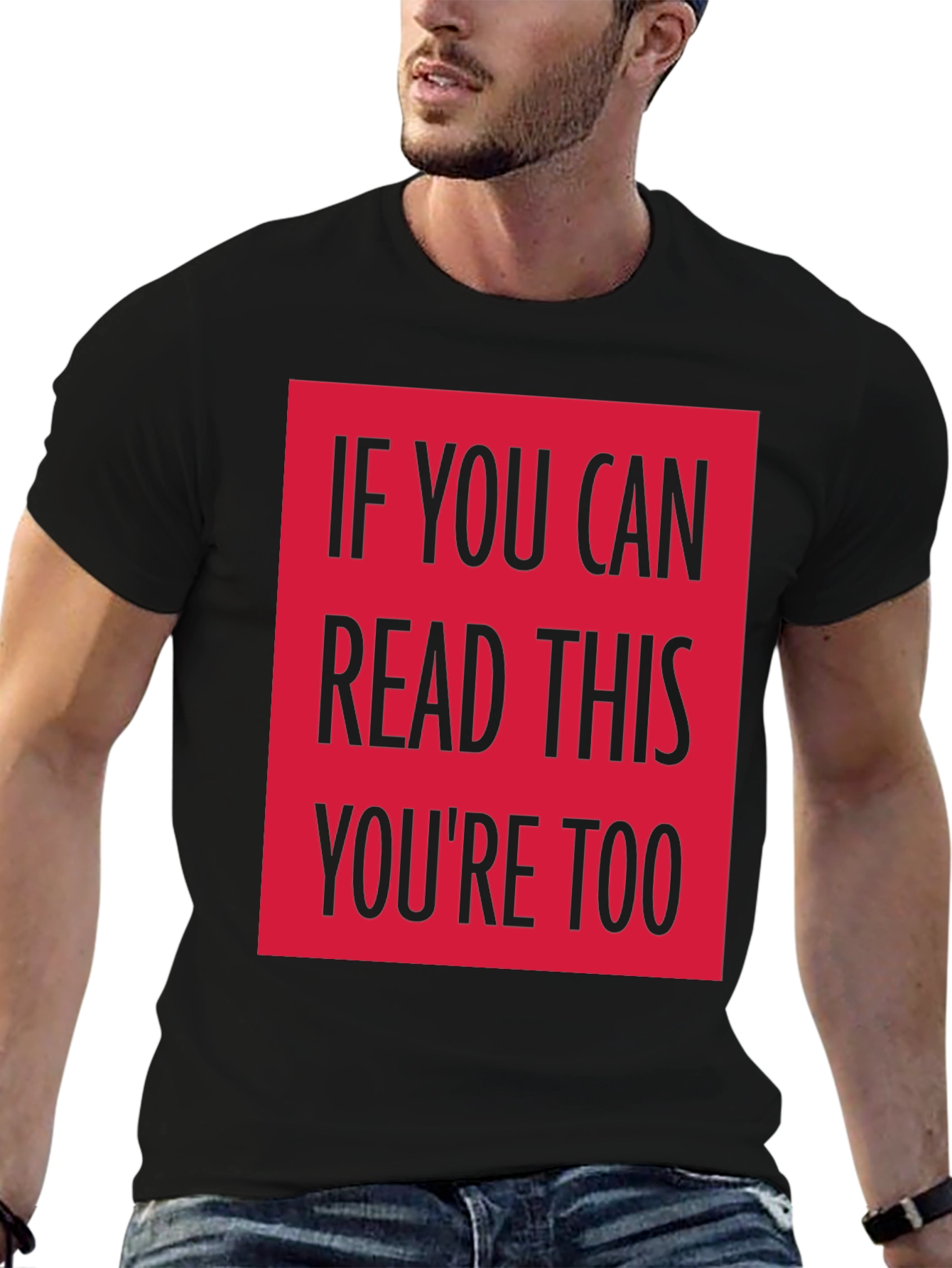 Black Funny Graphic Tee - If You Can Read This... view 6
