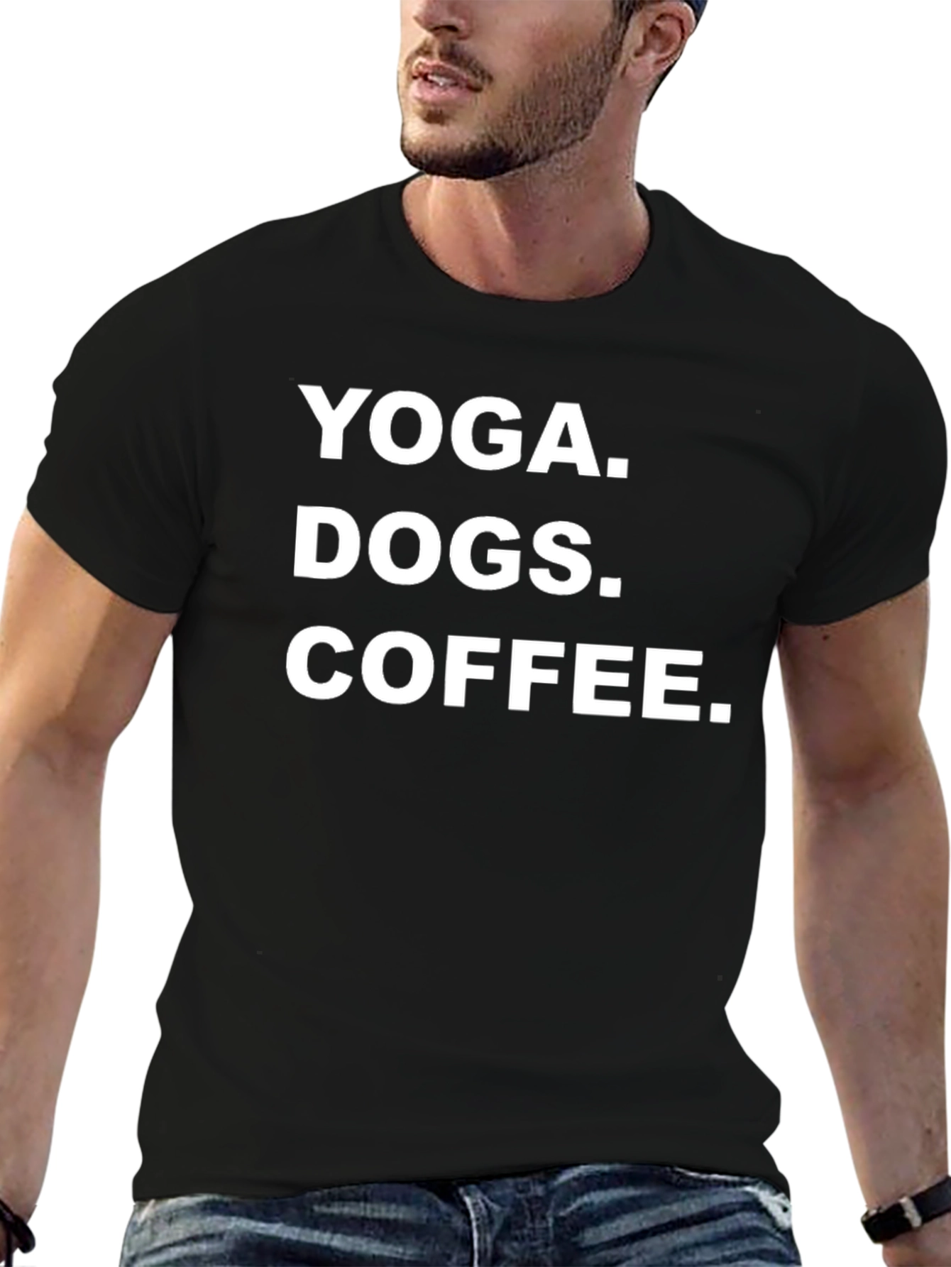 Black Yoga Dogs Coffee Graphic Tee - Black Cotton T-Shirt view 6