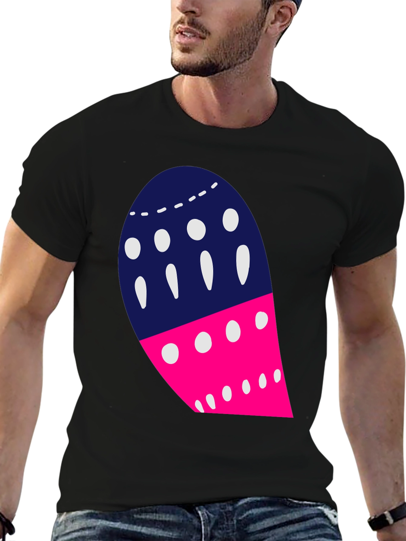 Black Abstract Graphic Tee - Modern Design Shirt view 6