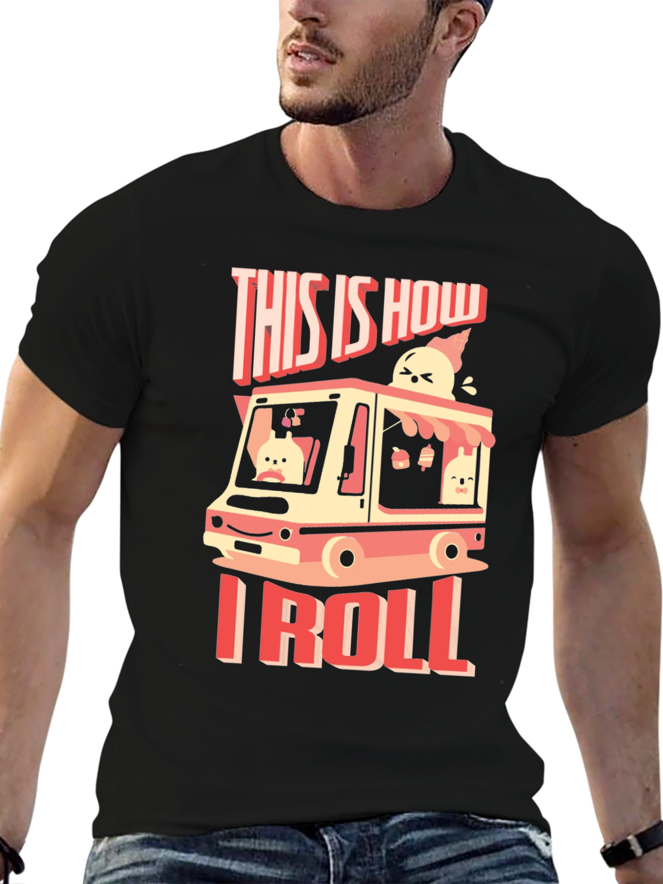 Black This is How I Roll T-Shirt - Ice Cream Truck Graphic Tee view 6