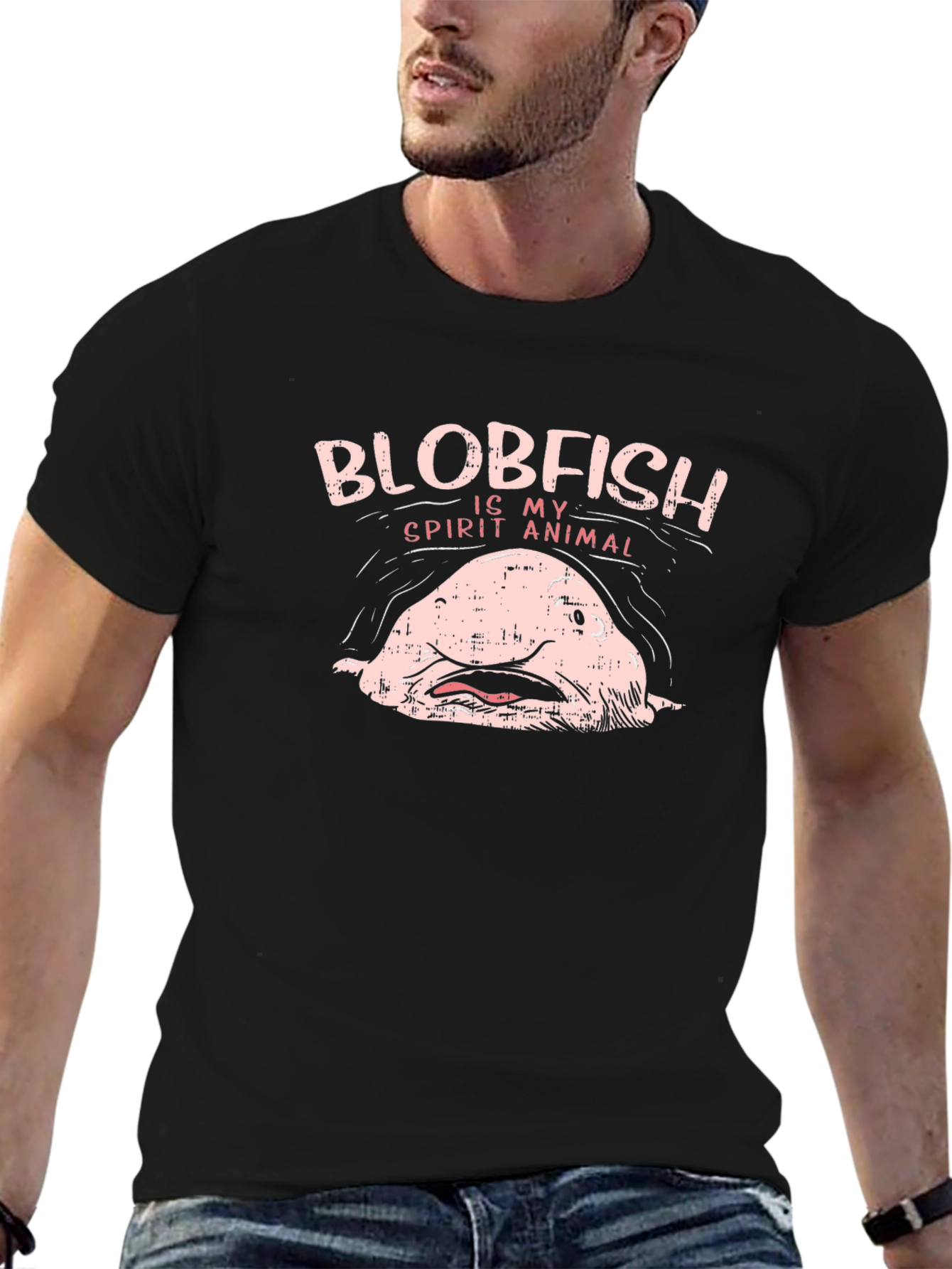 Black Blobfish Spirit Animal Graphic T-Shirt view 6