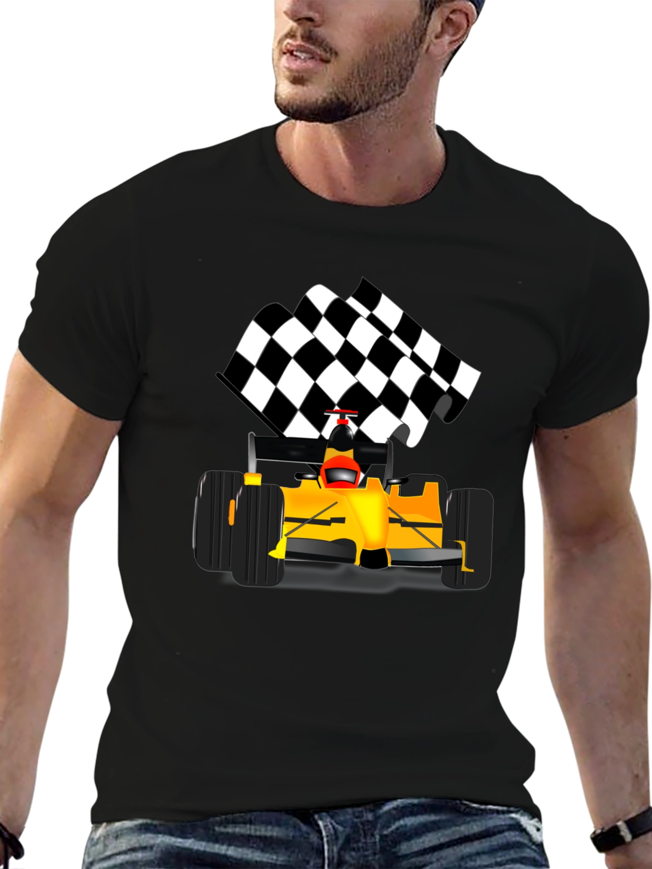 Black Formula Race Car T-Shirt view 6