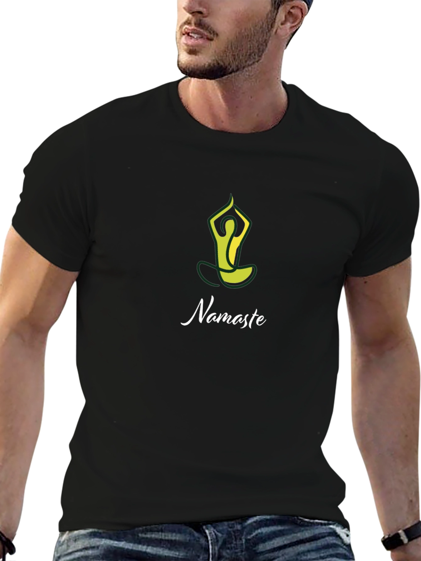 Black Namaste Yoga Graphic Tee - Black Cotton T-Shirt view 6
