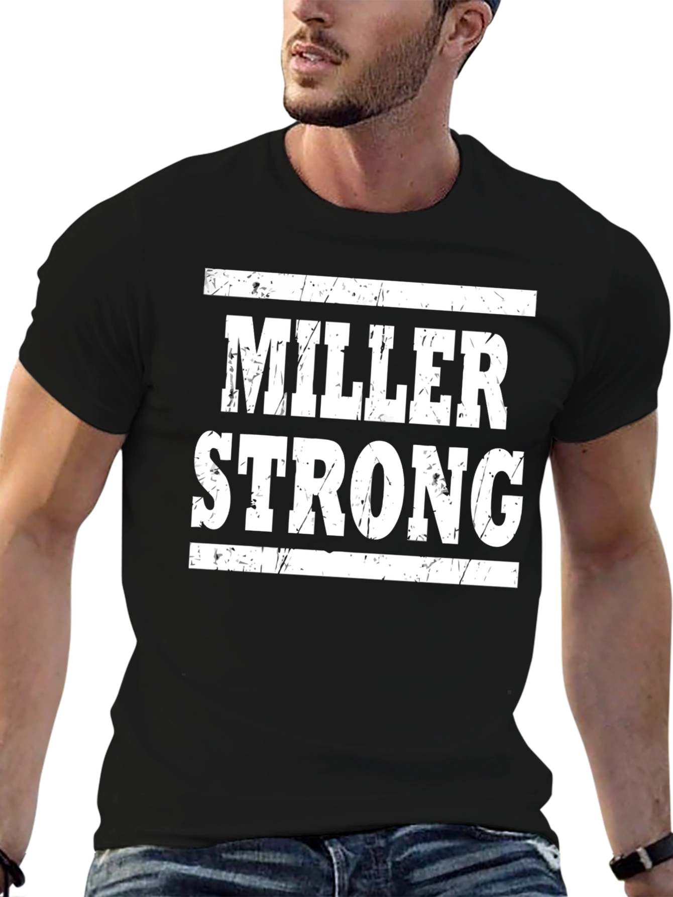 Black Miller Strong Graphic Tee - Black Cotton T-Shirt view 6