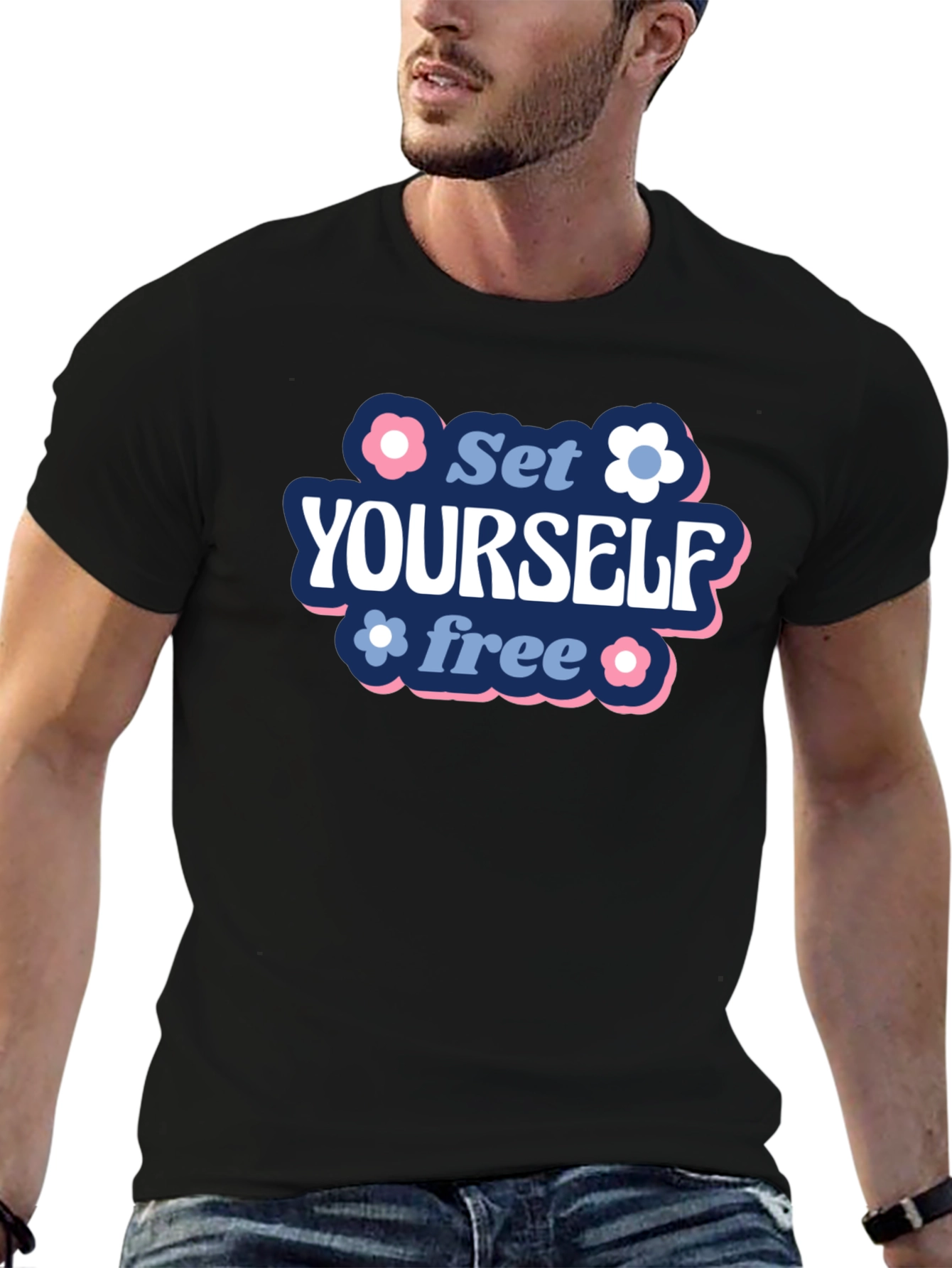 Black Set Yourself Free Graphic Tee view 6