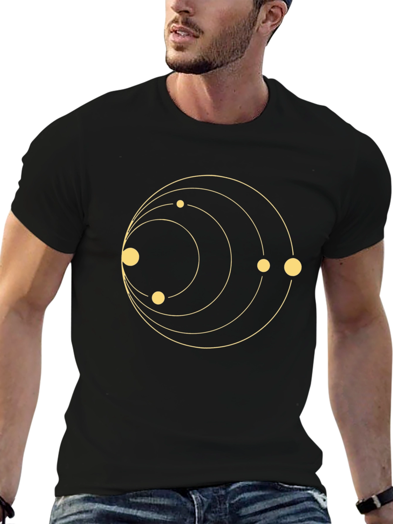 Black Planetary Orbit Graphic T-Shirt - Black view 6